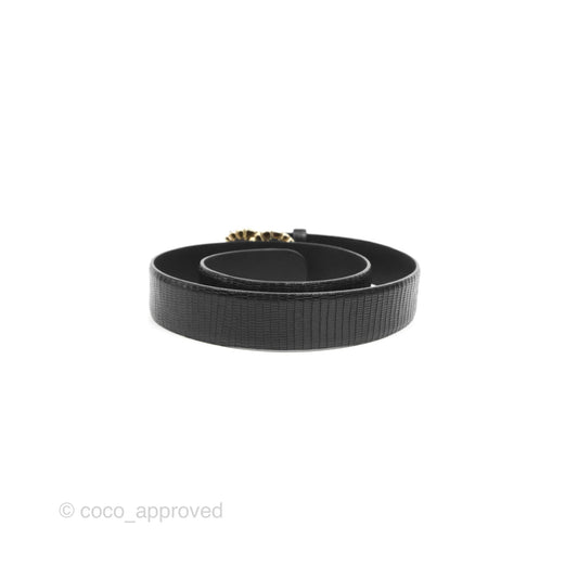Chanel CC Leather Belt Black Crystal Size 75 19A