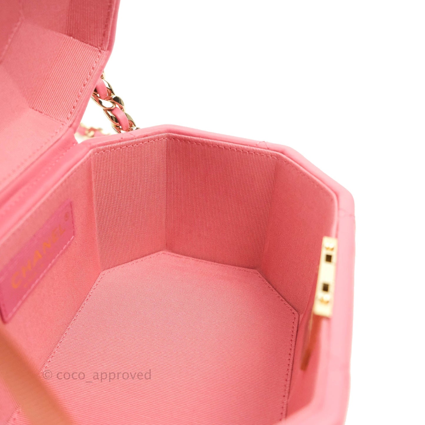 Chanel Small Hexagon Vanity Case Pink Lambskin Gold Hardware