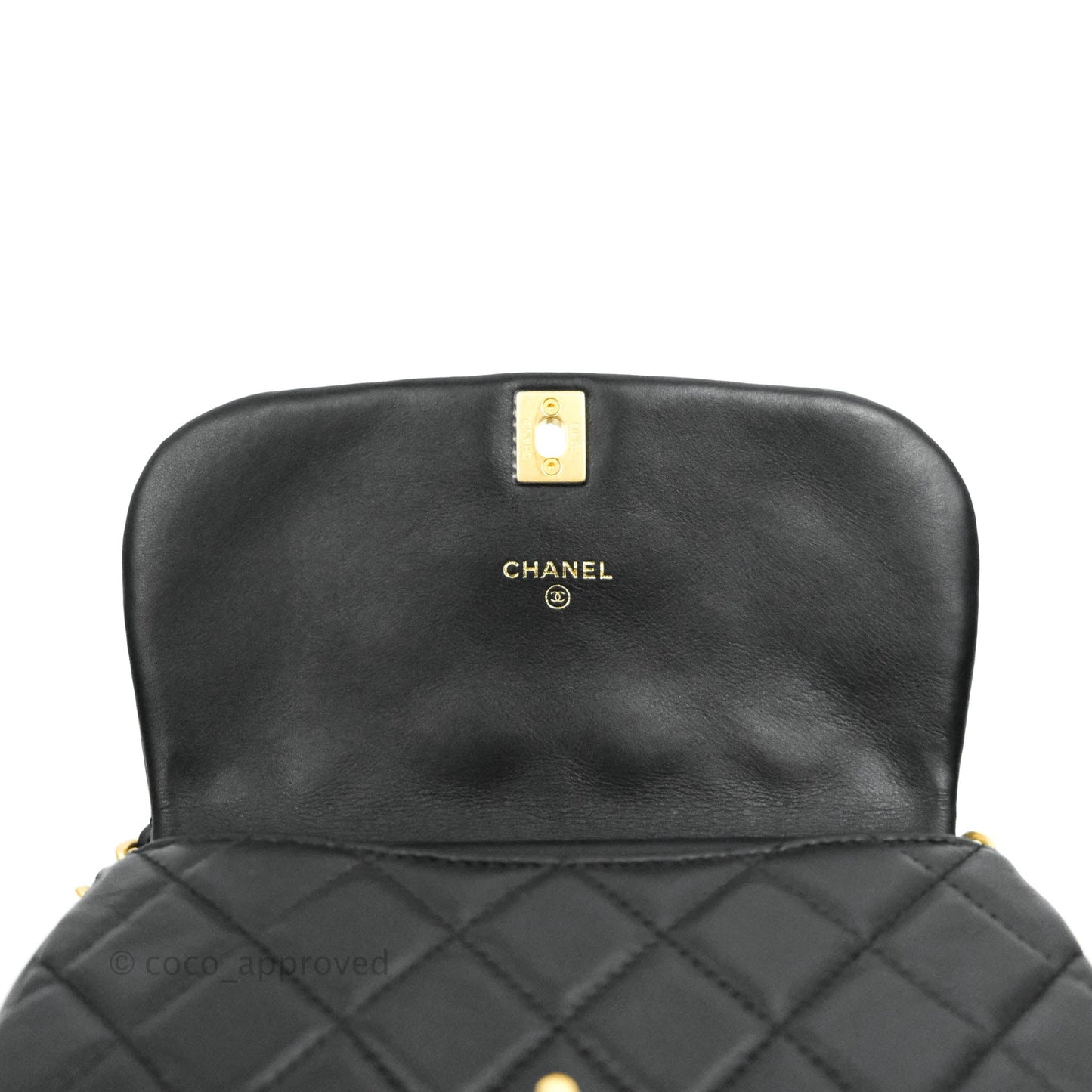 Chanel Clutch with Chain Black Calfskin Aged Gold Hardware