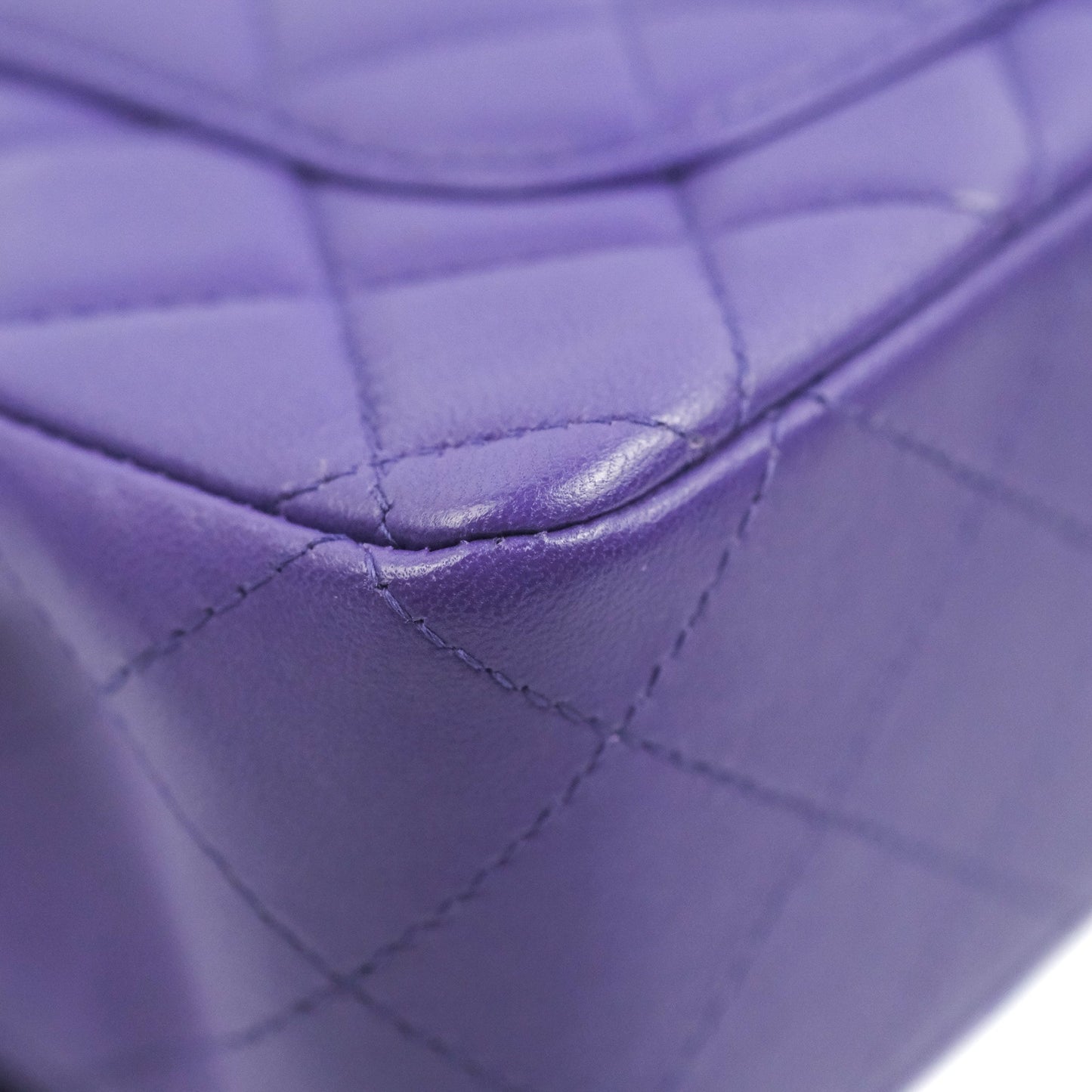 Chanel Quilted Mini Rectangular Flap Purple Lambskin Silver Hardware