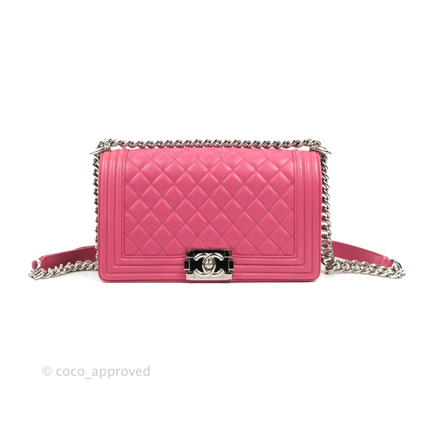 Chanel Quilted Medium Boy Dark Pink Calfskin Silver Hardware