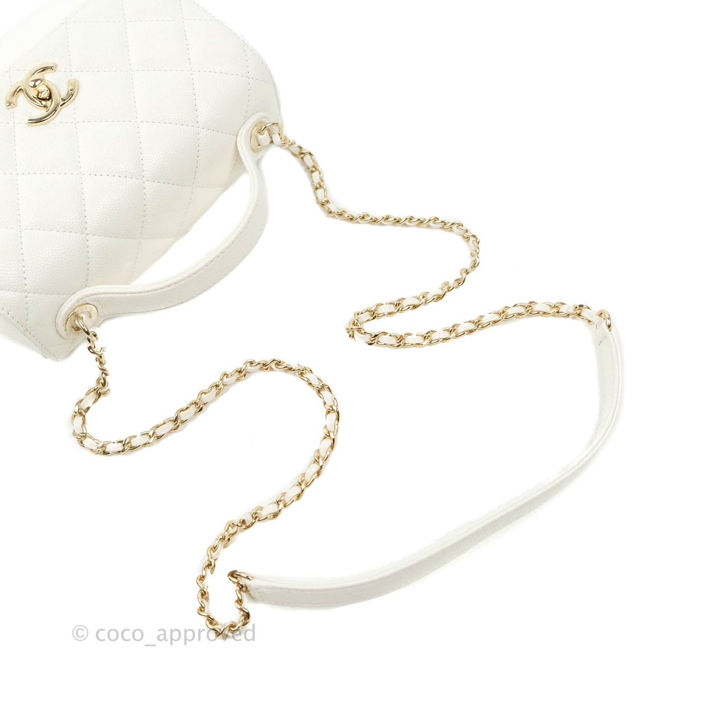 Chanel Quilted Small Business Affinity Flap White Caviar Gold Hardware