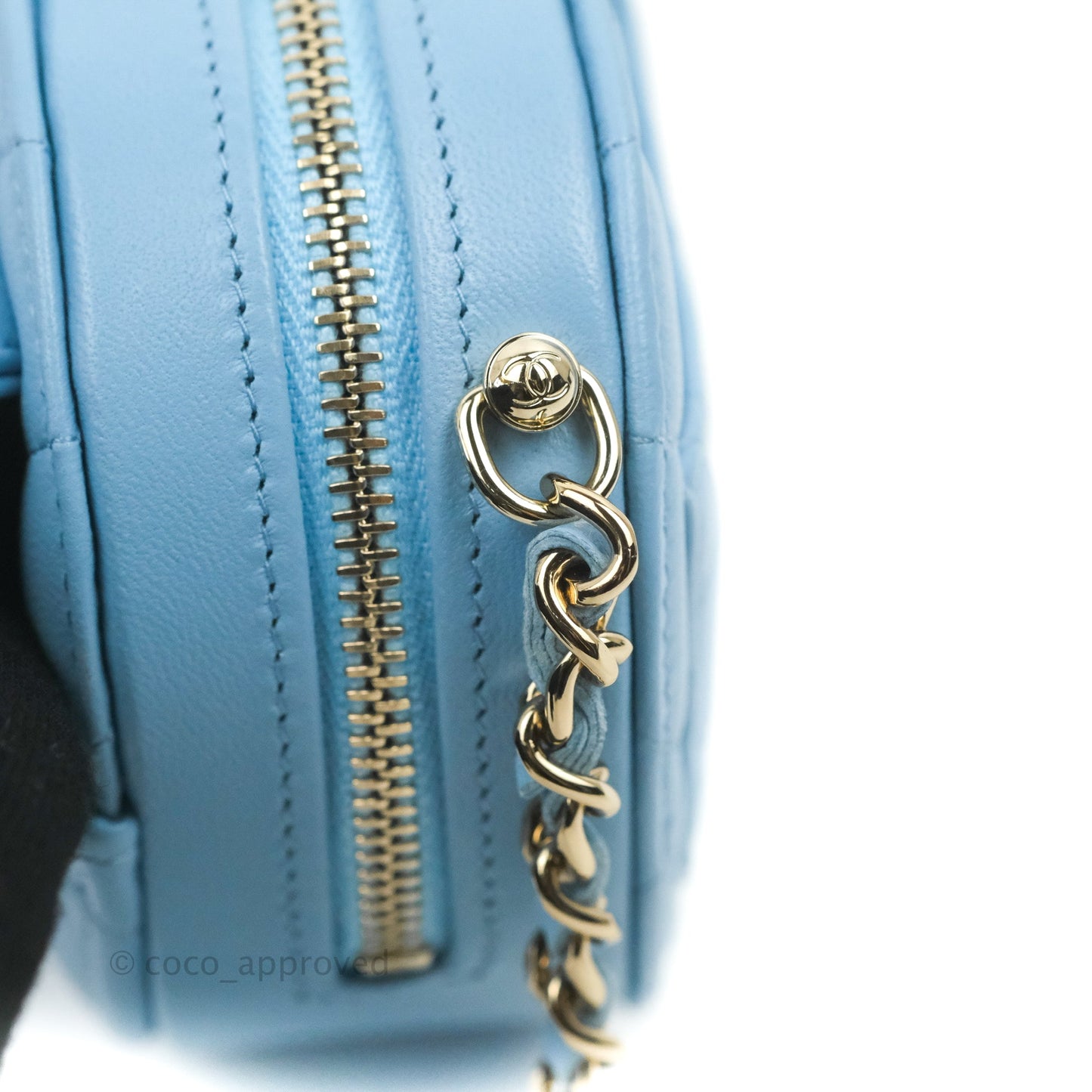 Chanel Small Heart Bag Blue Lambskin Gold Hardware 22S