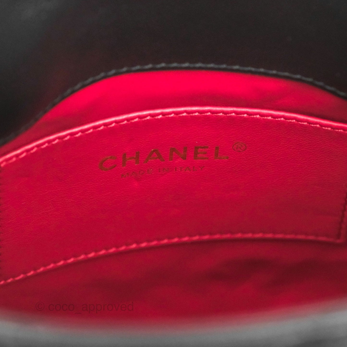 Chanel Enamel CC Bucket Bag Black Lambskin Gold Hardware 22S
