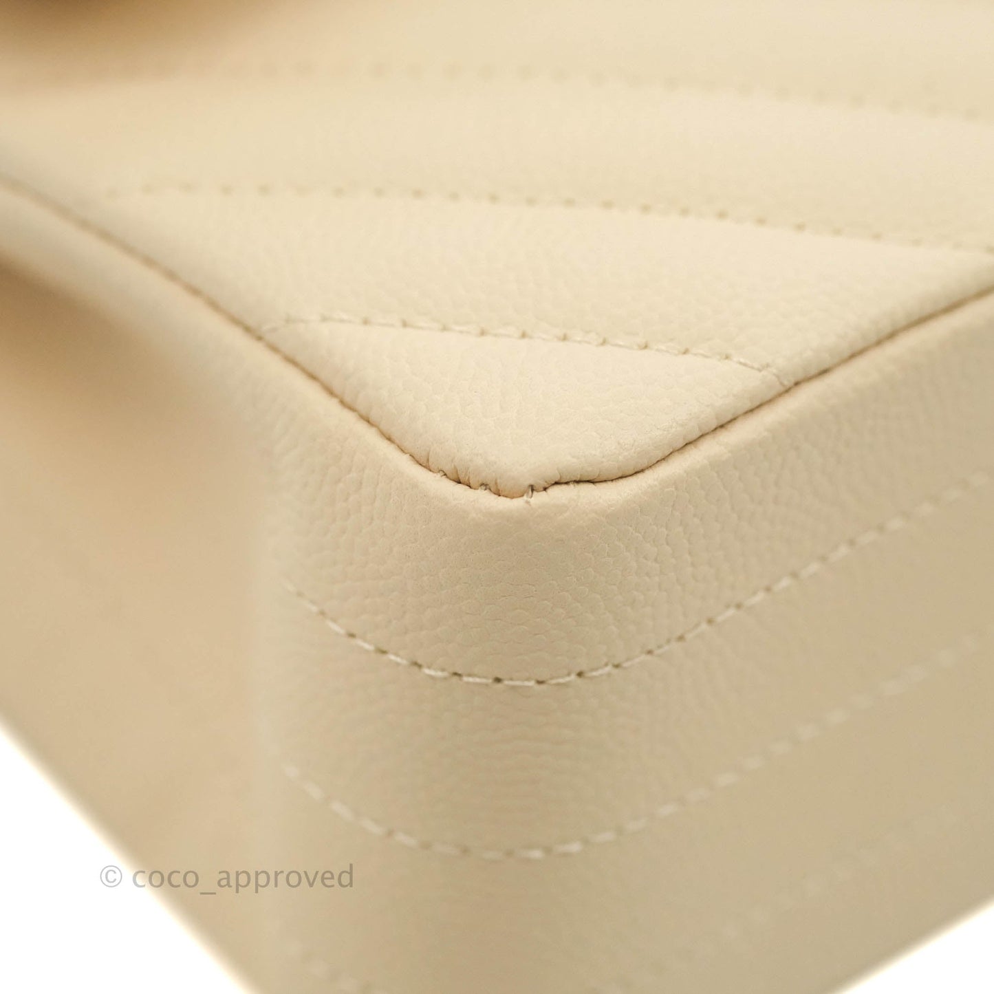 Chanel S/M Small Chevron Classic Flap Beige Caviar Gold Hardware 21S
