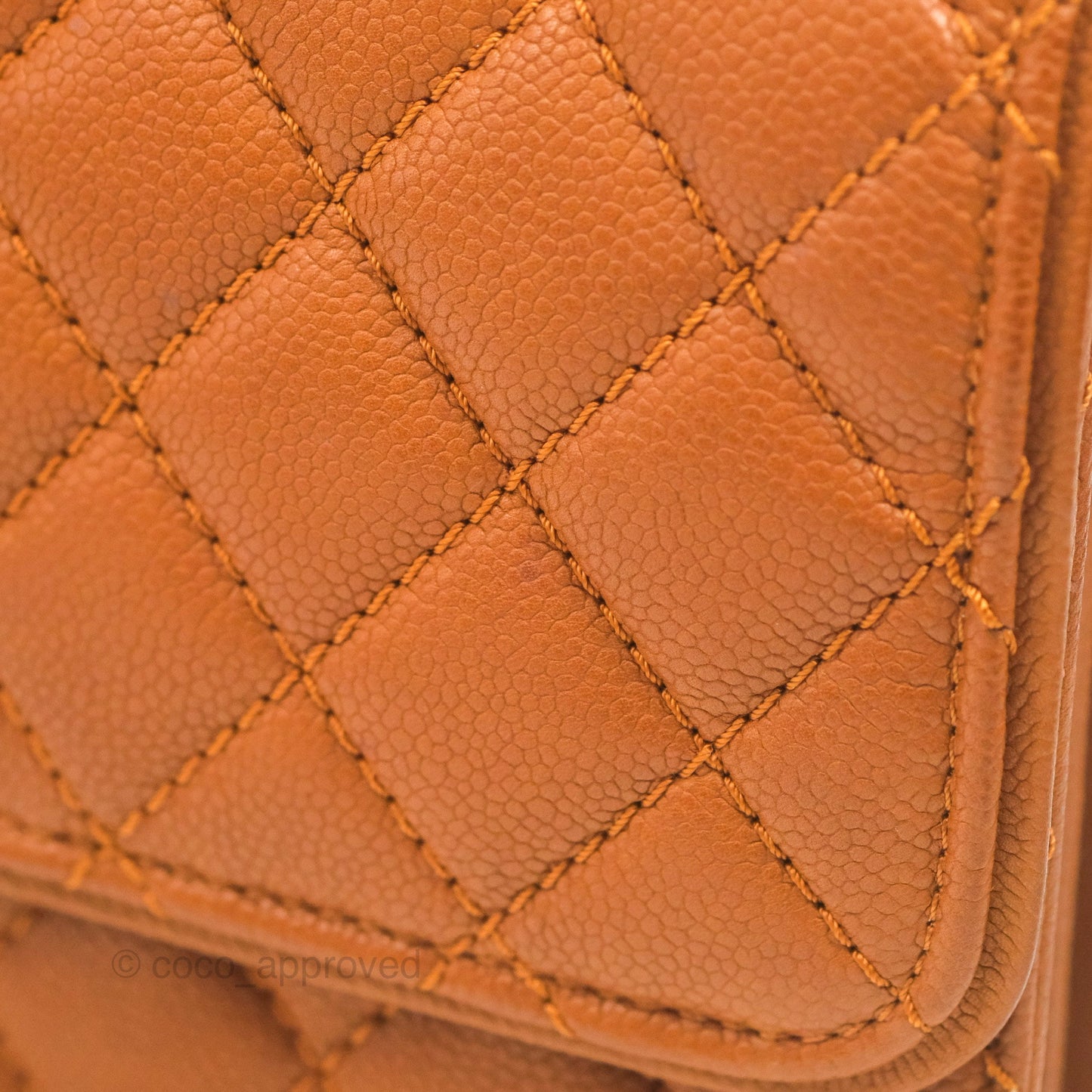 Chanel Flap Bag Quilted Caramel Brown Caviar Ruthenium Hardware