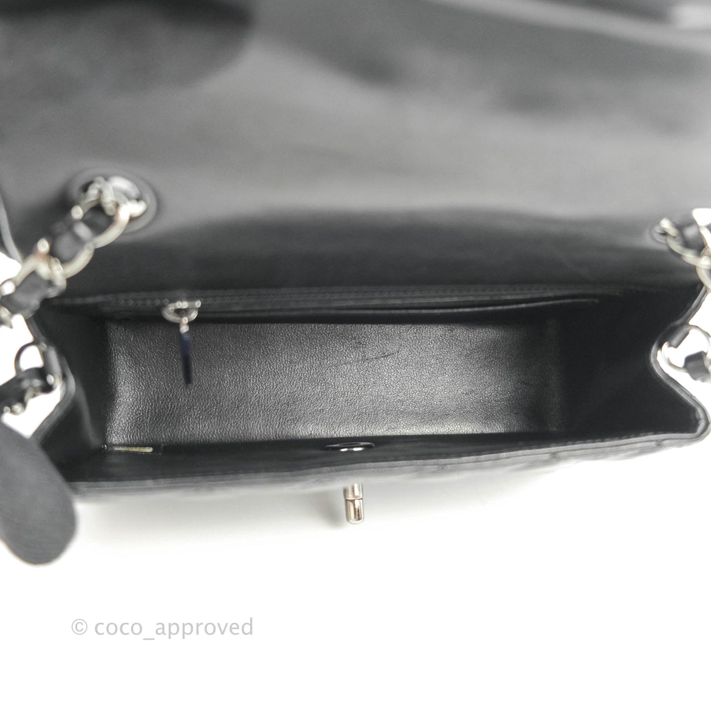 Chanel Quilted Mini Rectangular Black Lambskin Dark Silver Hardware