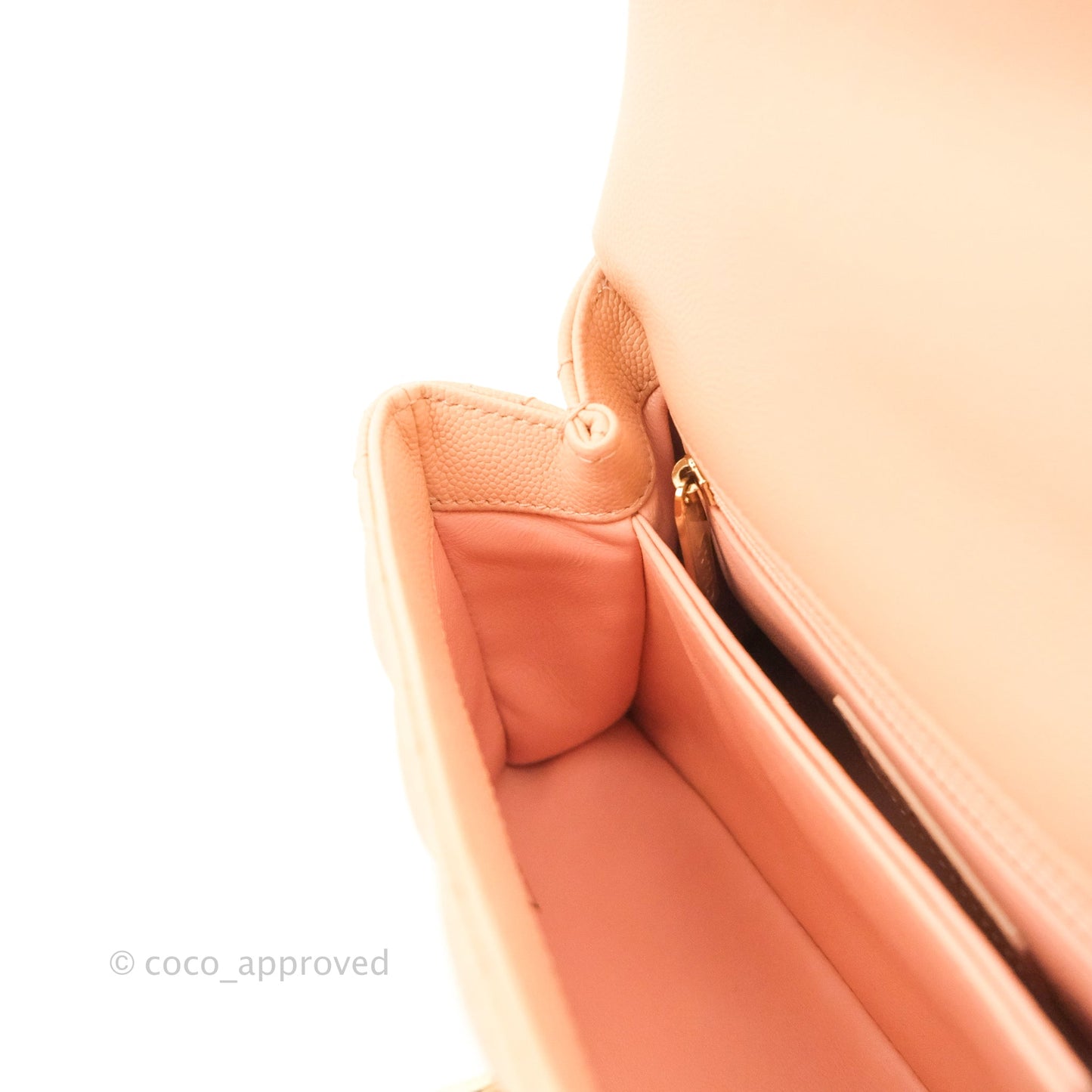 Chanel Small Coco Handle Quilted Peach Clair Caviar Gold Hardware