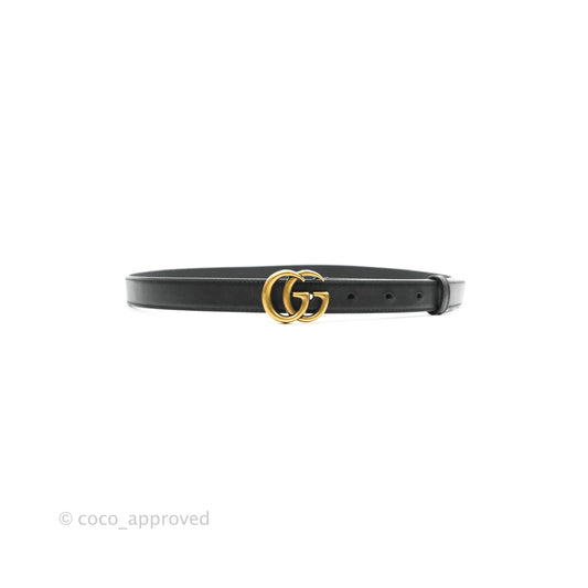 Gucci Double GG Black Calfskin 20mm Belt 80 32