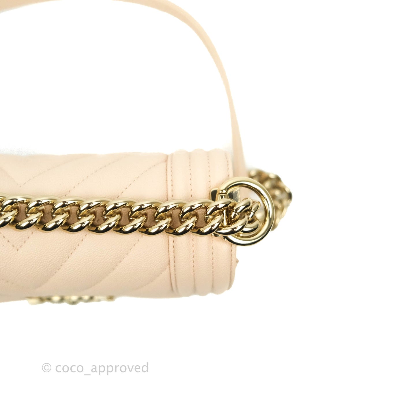 Chanel Small Boy Chevron Light Pink Caviar Gold Hardware
