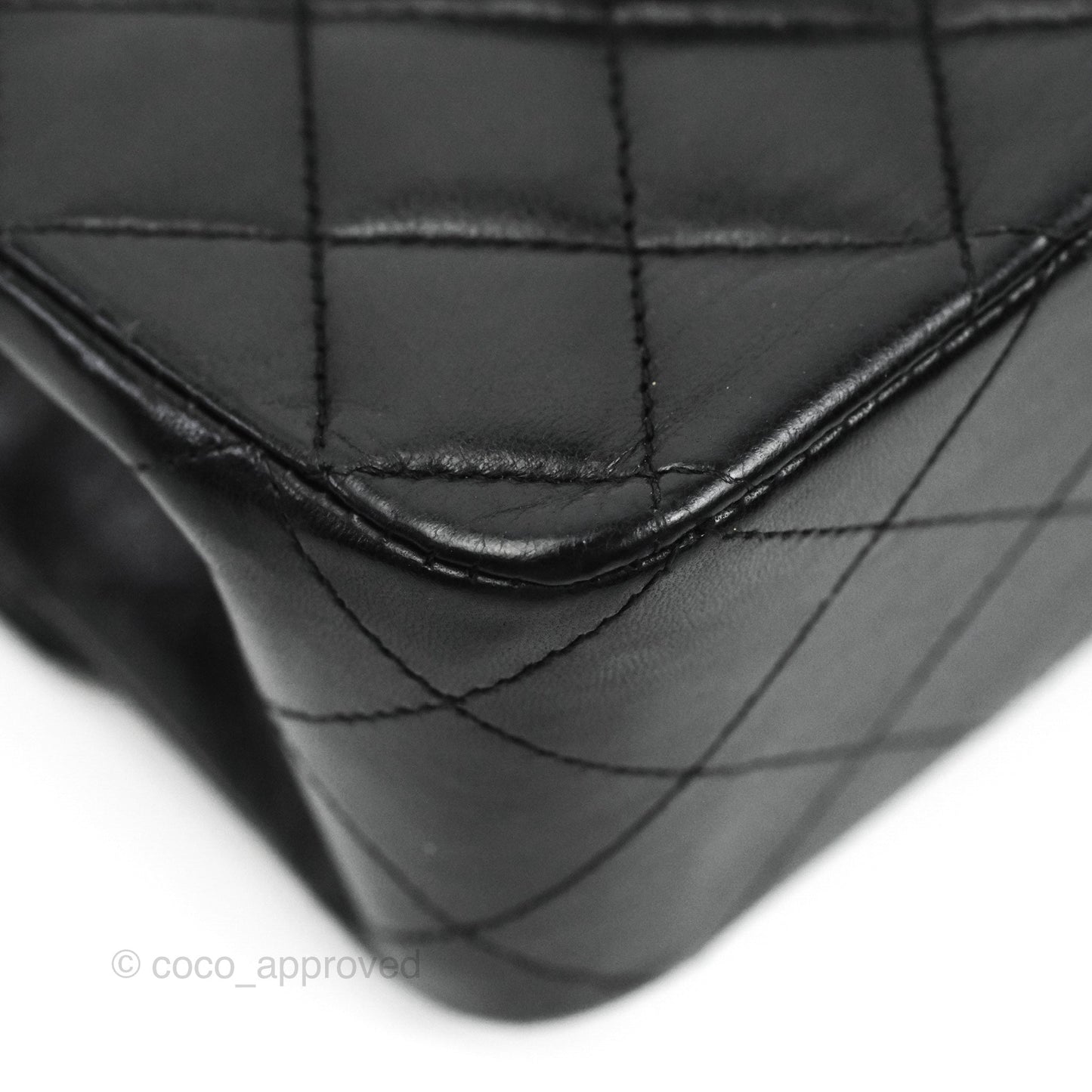 Chanel Classic M/L Medium Flap Quilted Black Lambskin Gold Hardware