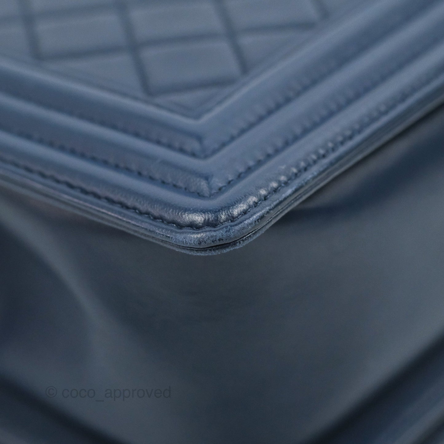 Chanel Quilted Medium Boy Navy Lambskin Aged Gold Hardware