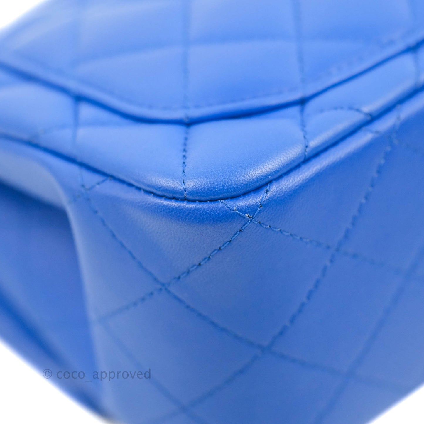 Chanel Mini Square Blue Lambskin Gold Hardware