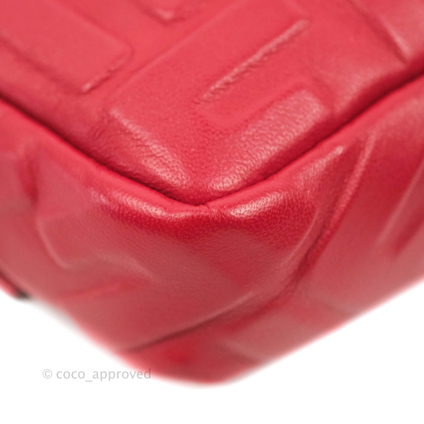 Fendi Nappa FF 1974 Embossed Mini Baguette Red