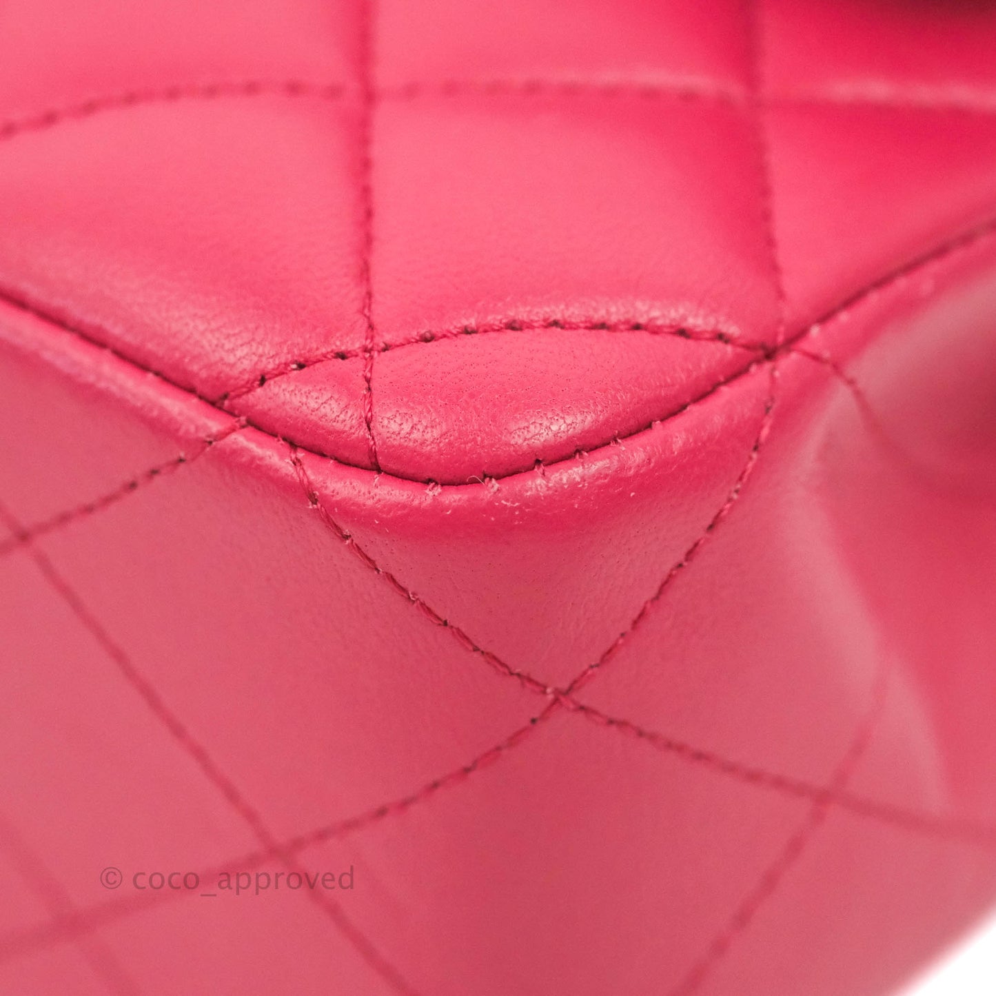 Chanel Classic Quilted M/L Medium Flap Dark Pink Lambskin Silver Hardware