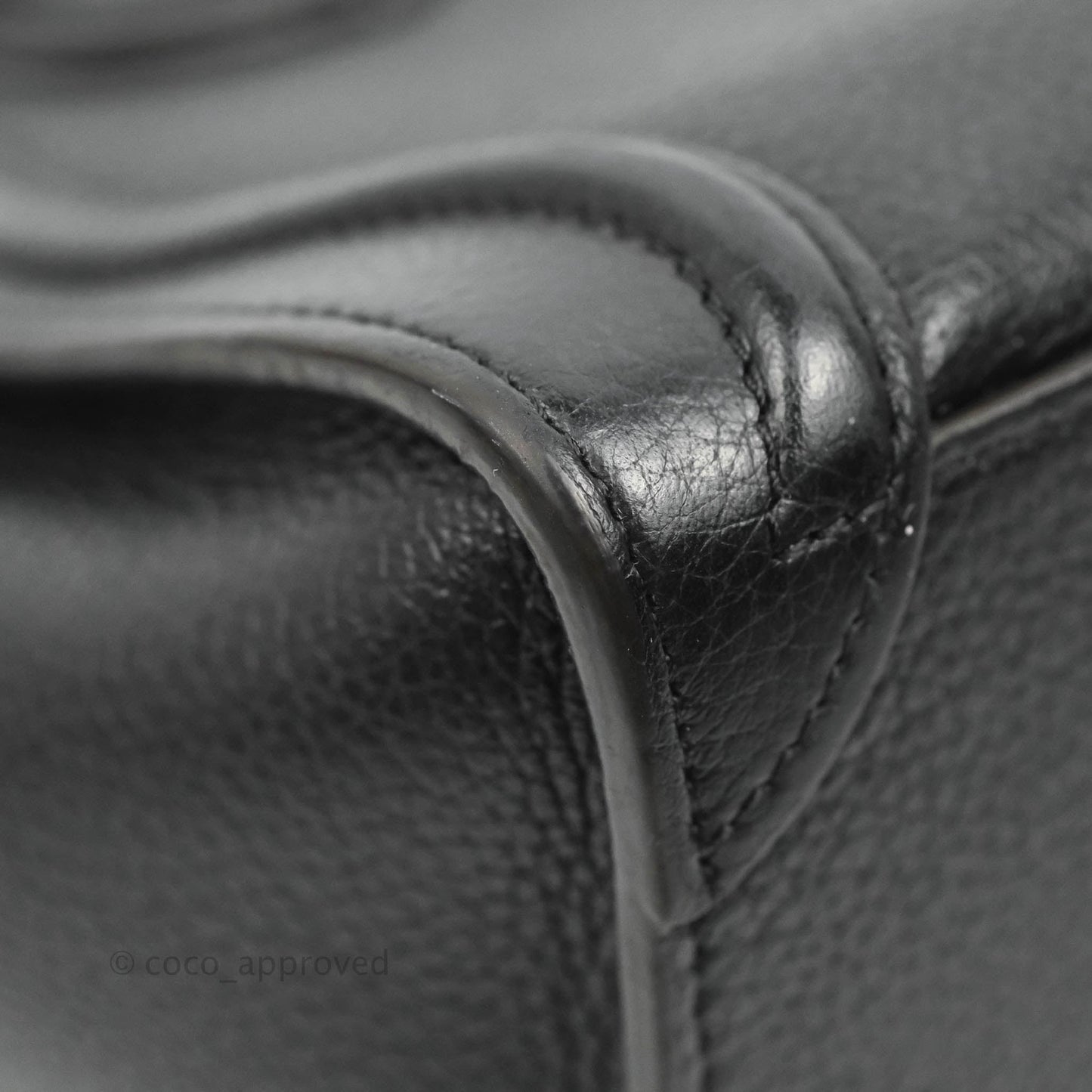 Celine Nano Luggage Black Drummed Calfskin Silver Hardware