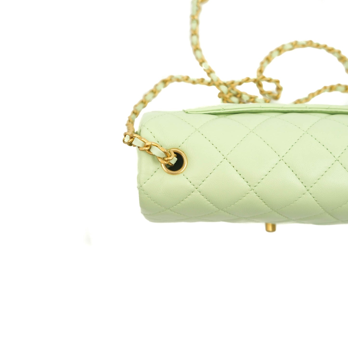 Chanel Mini Rectangular Pearl Crush Avocado Green Lambskin Aged Gold Hardware 22C