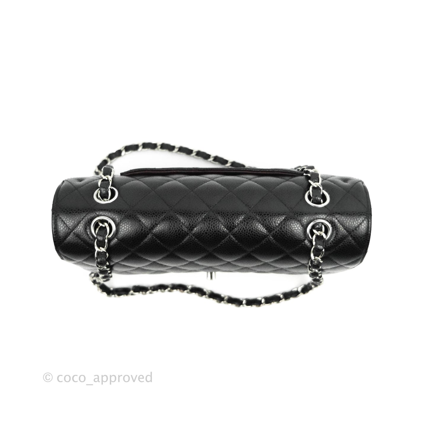 Chanel Classic M/L Medium Double Flap Bag Black Caviar Silver Hardware