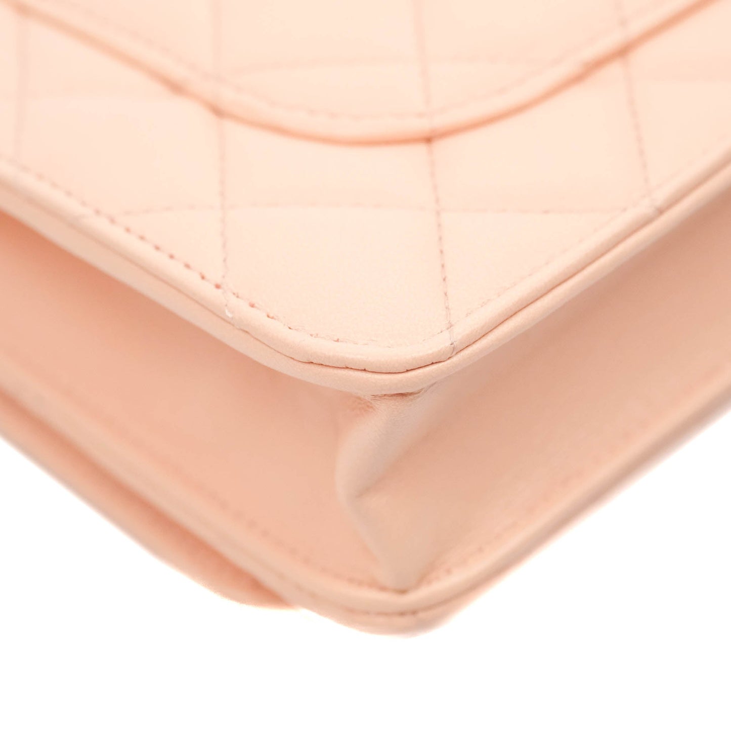 Chanel Quilted Pearl Crush Wallet on Chain WOC Light Pink Lambskin Aged Gold Hardware