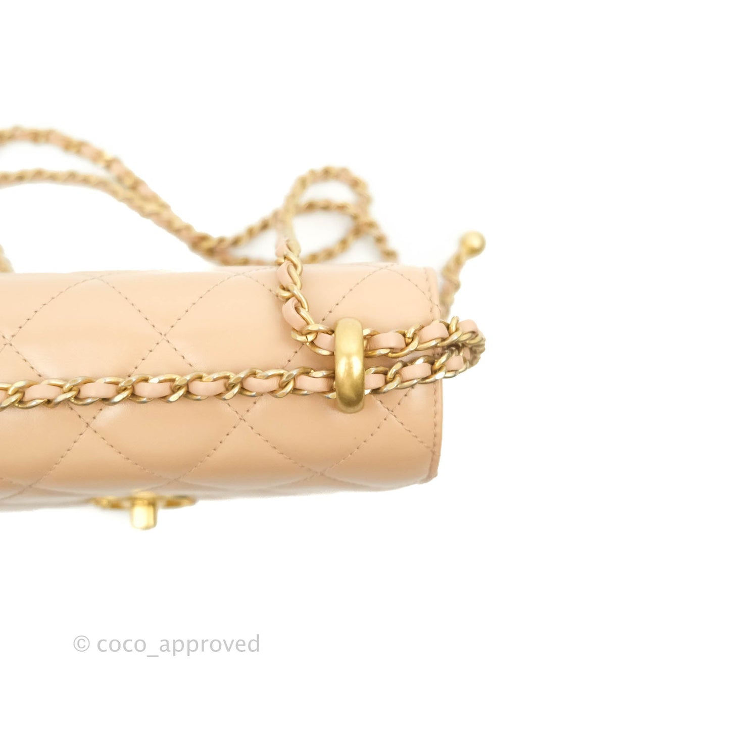 Chanel Quilted Mini Perfect Fit Adjustable Beige Calfskin Gold Hardware 21A