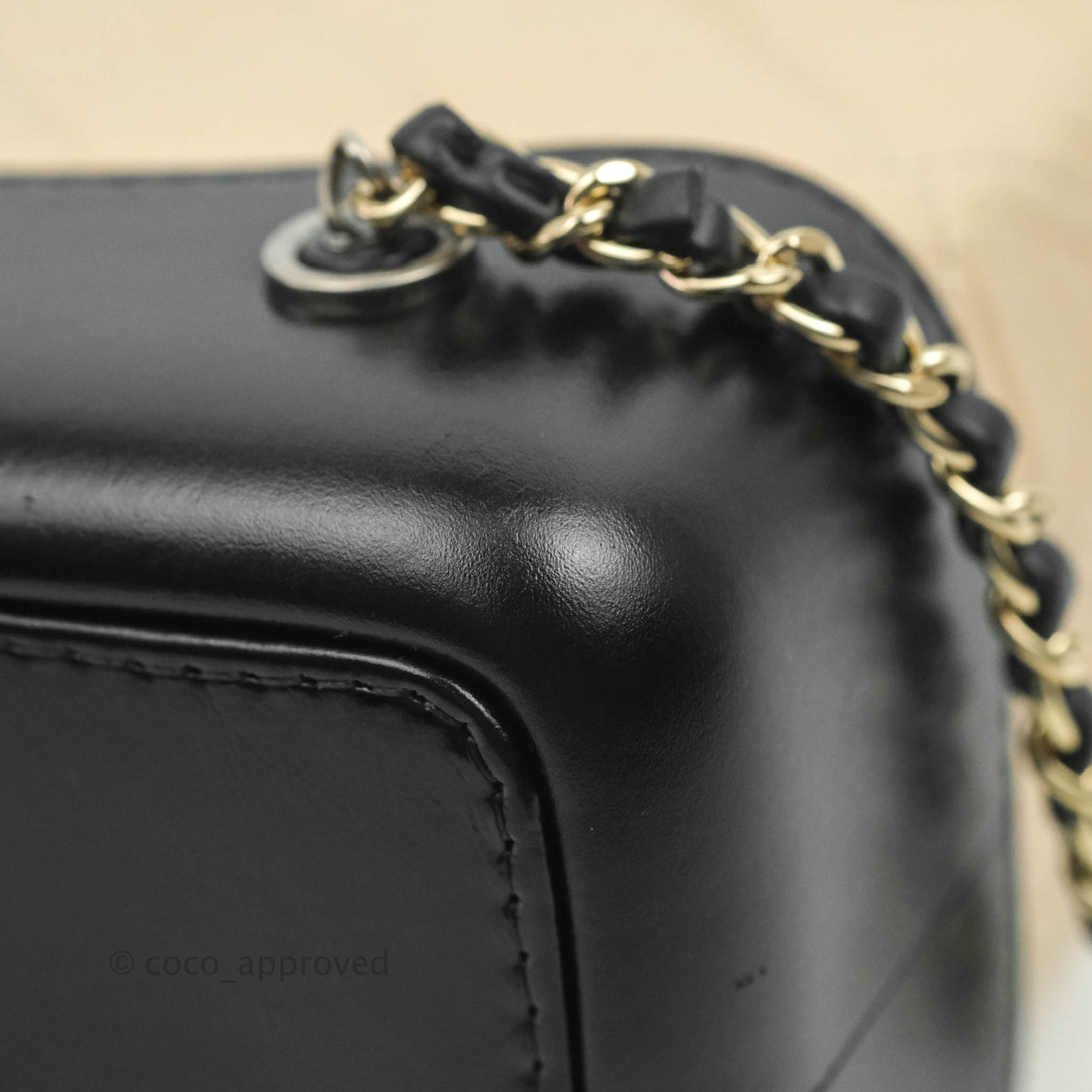 Chanel Small Gabrielle Backpack Beige Black Aged Calfskin