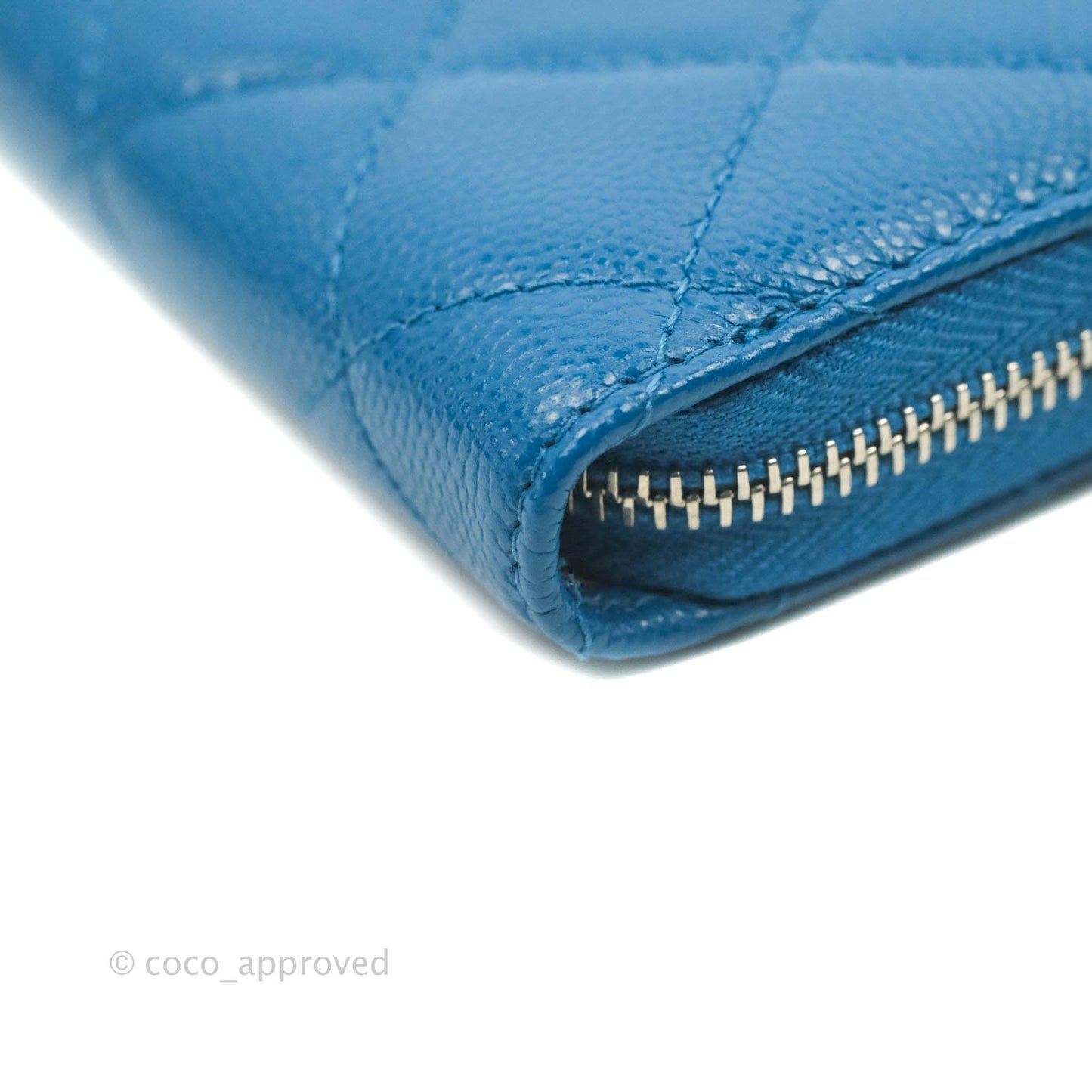 Chanel Classic Zipped Coin Purse Blue Caviar Silver Hardware