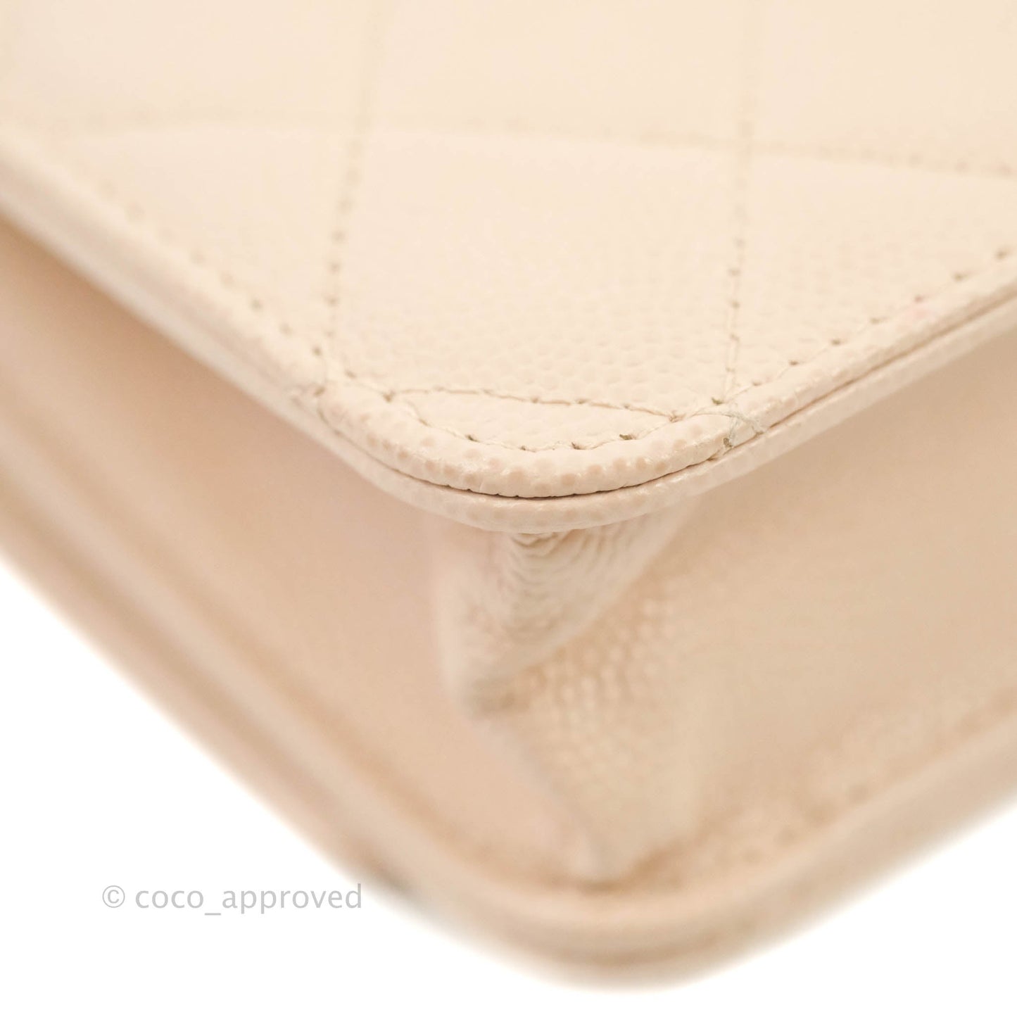 Chanel Quilted Golden Class Wallet on Chain WOC Light Beige Caviar Gold Hardware