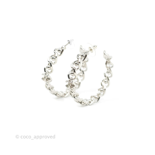 Chanel CC Chain Hoop Earrings Silver Tone 22A