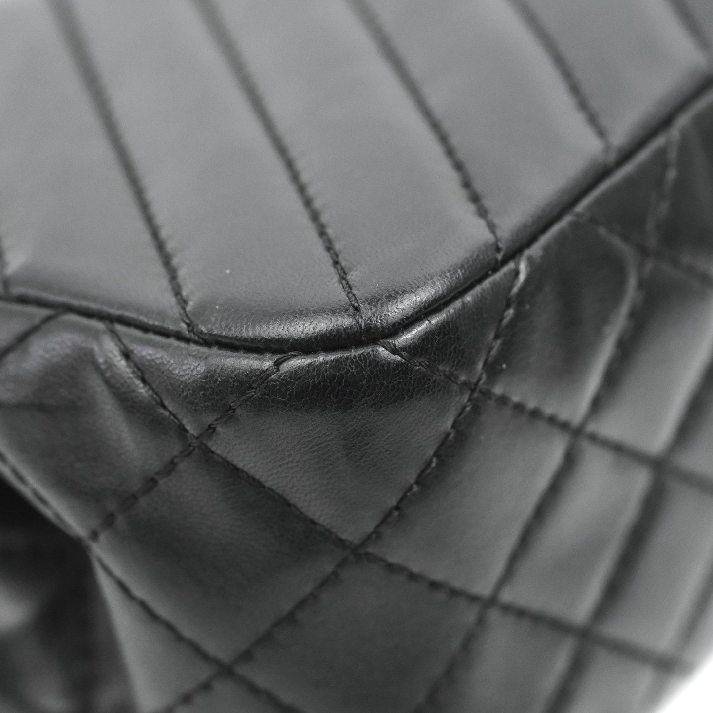 Chanel Surpique Chevron Medium Flap Black Silver Hardware