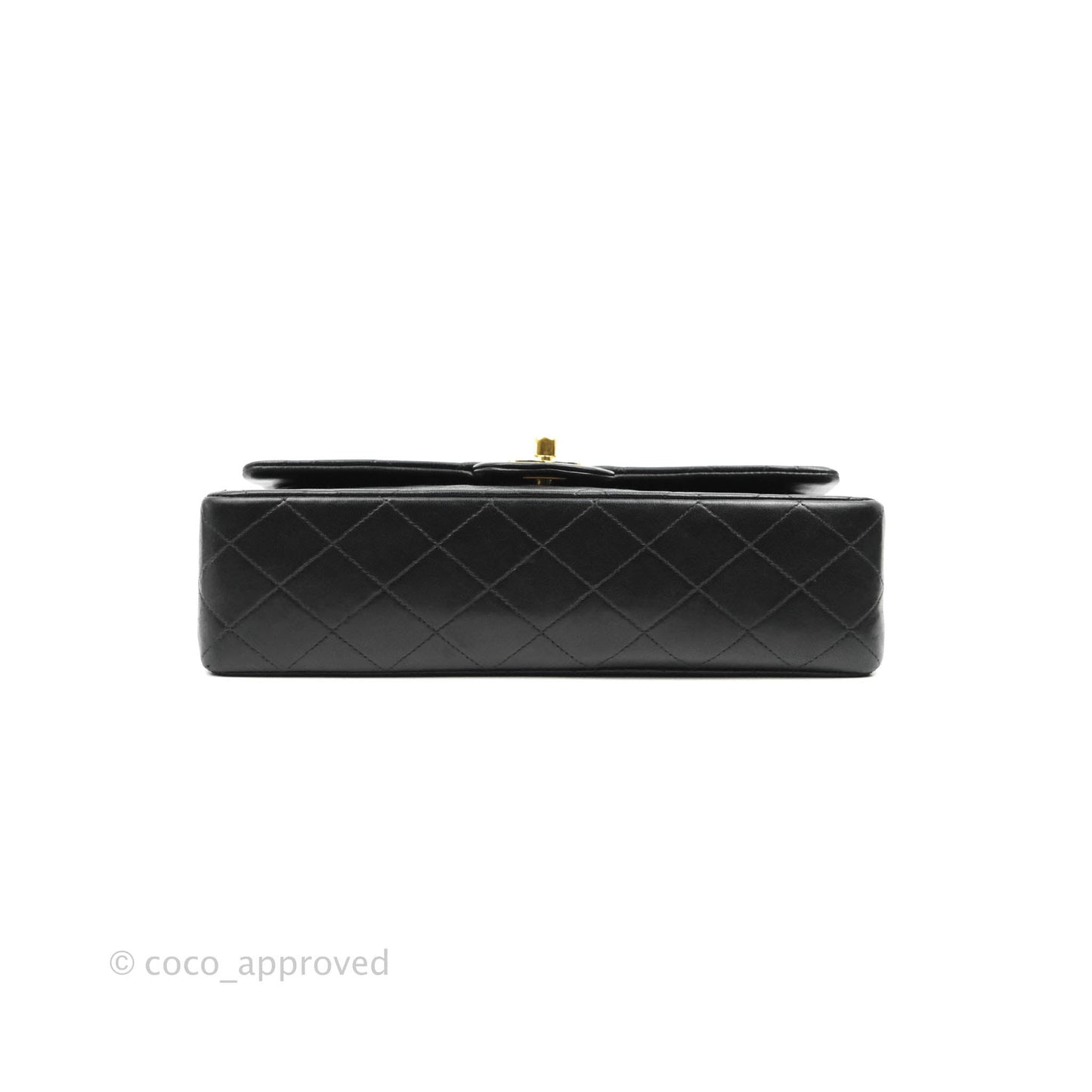 Chanel Vintage Classic M/L Medium Double Flap Bag Black Lambskin 24K Gold Hardware