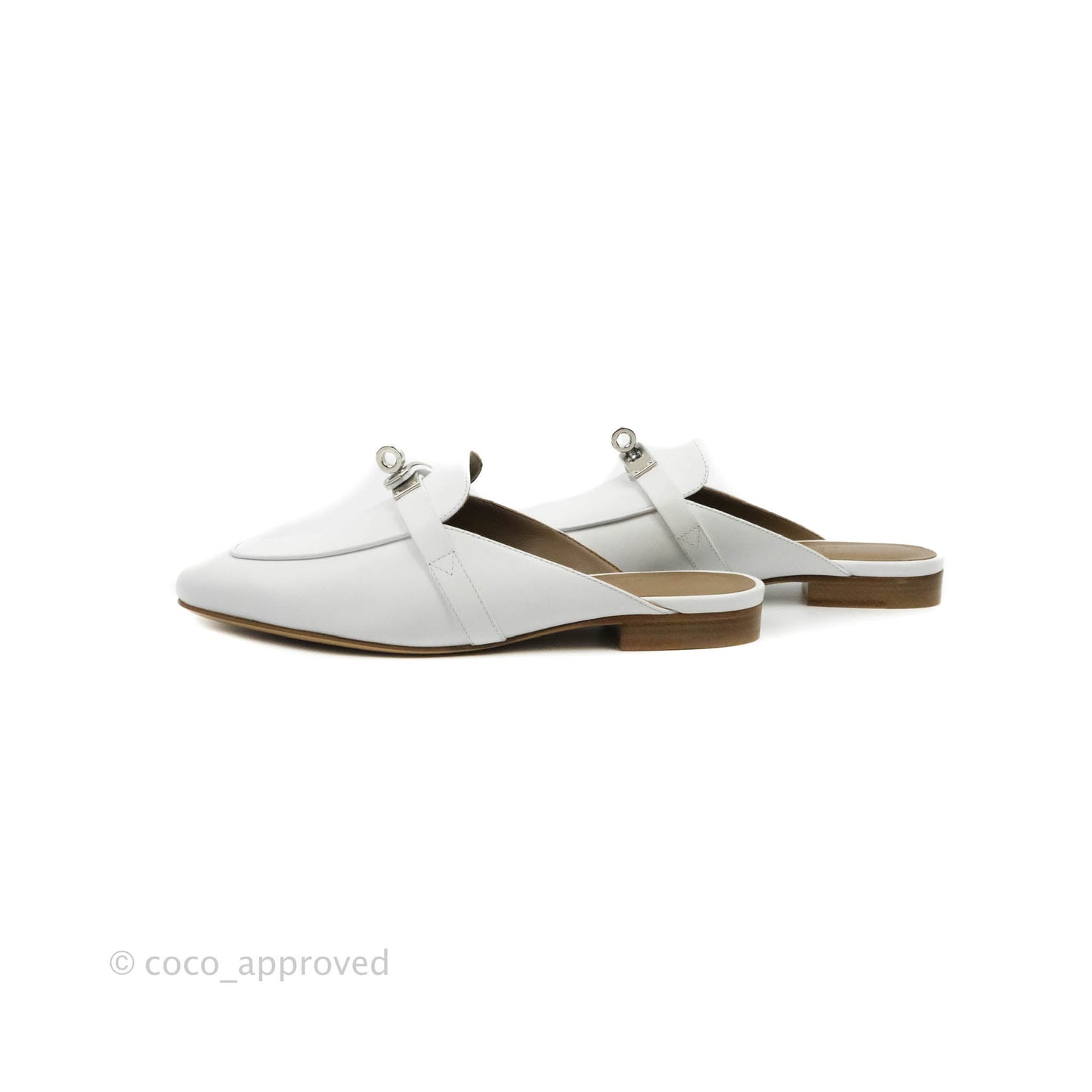 Hermès Oz Velvet Mules White Calfskin Palladium Hardware