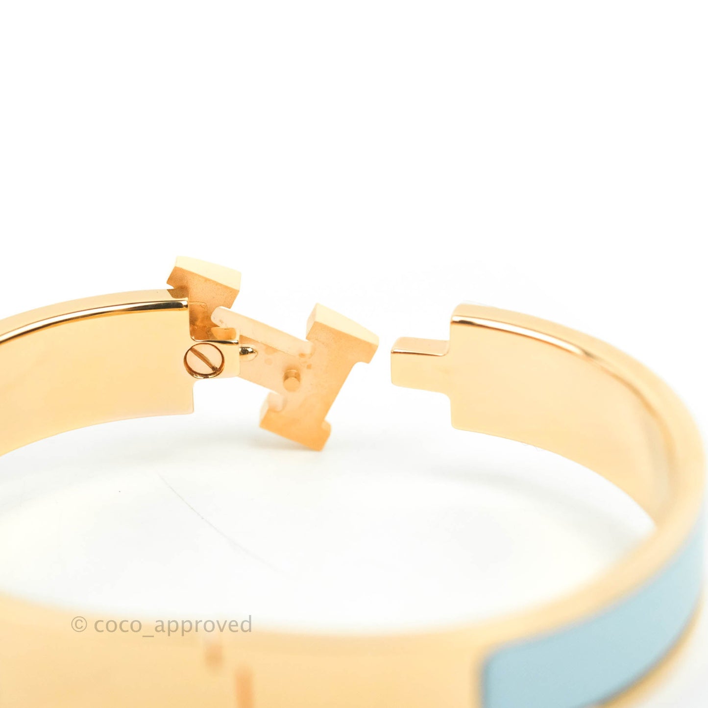 Hermès Clic H Bracelet Bleu Polaire Rose Gold PM