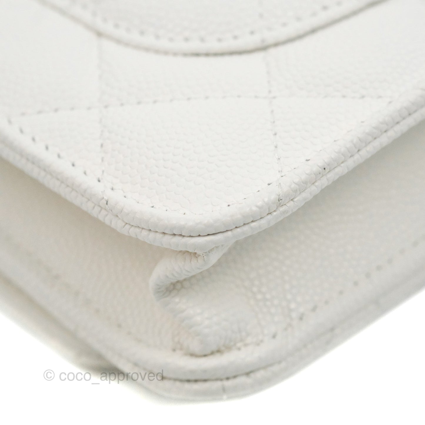 Chanel Quilted Classic Wallet on Chain WOC White Caviar Gold Hardware