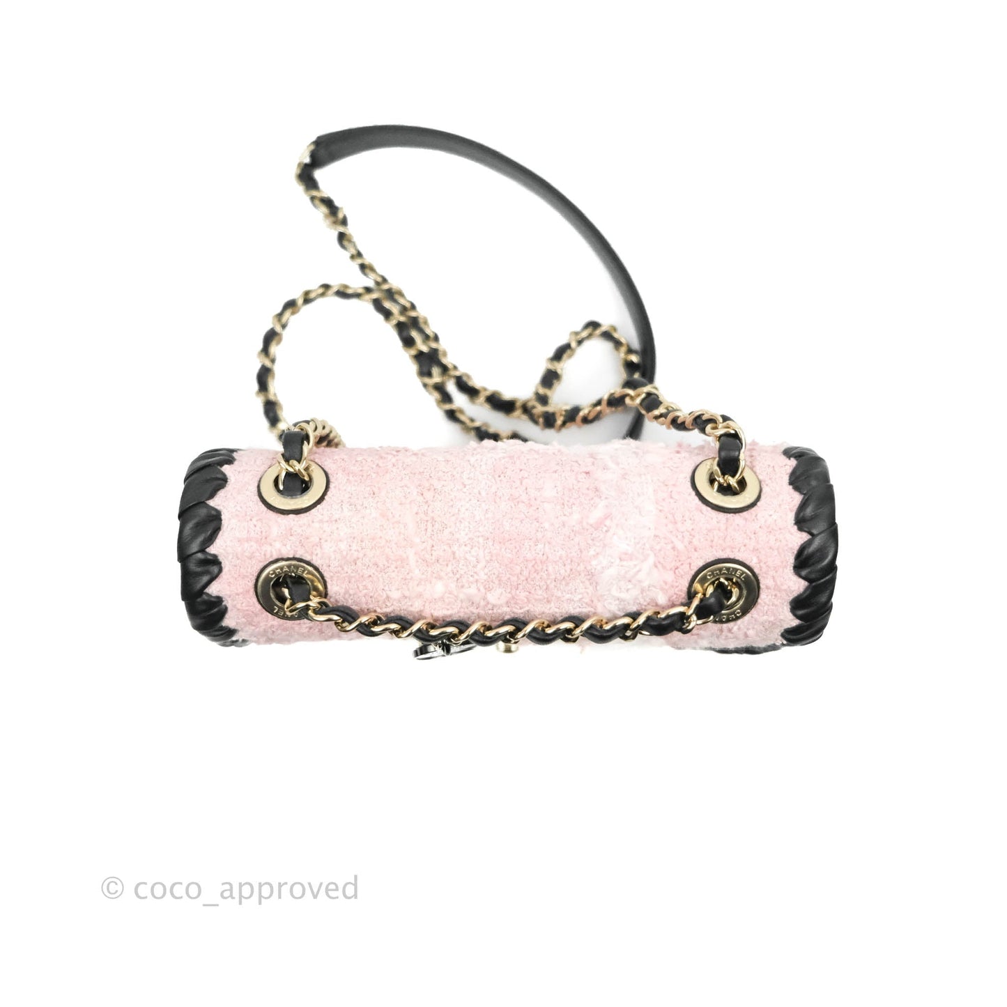 Chanel Mini My Own Frame Flap Pink White Tweed Braided Calfskin 22S