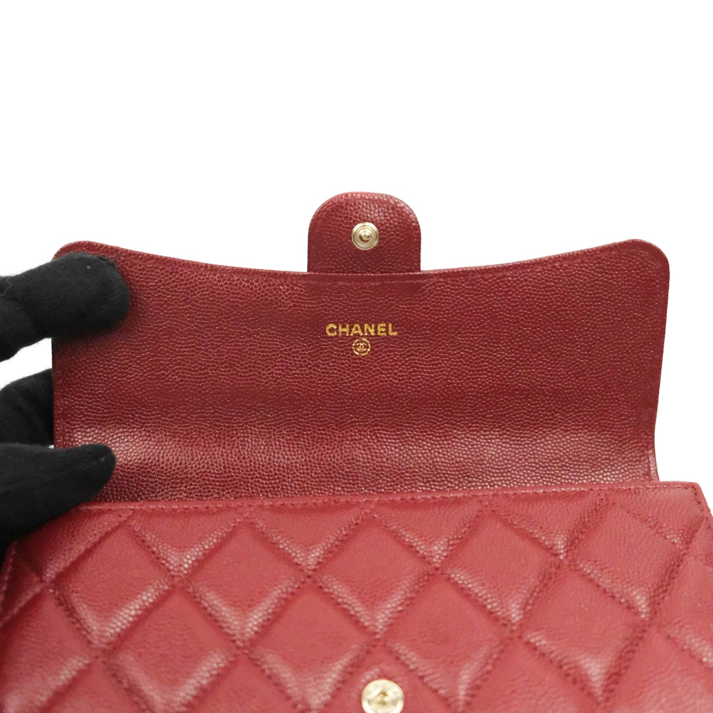 Chanel Caviar Quilted Long Flap Wallet Burgundy Caviar Gold Hardware