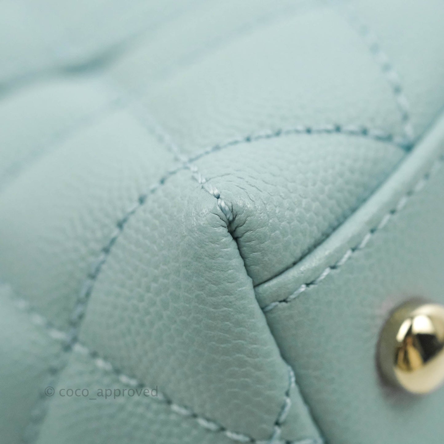 Chanel Mini Coco Handle Quilted Light Blue Caviar Gold Hardware