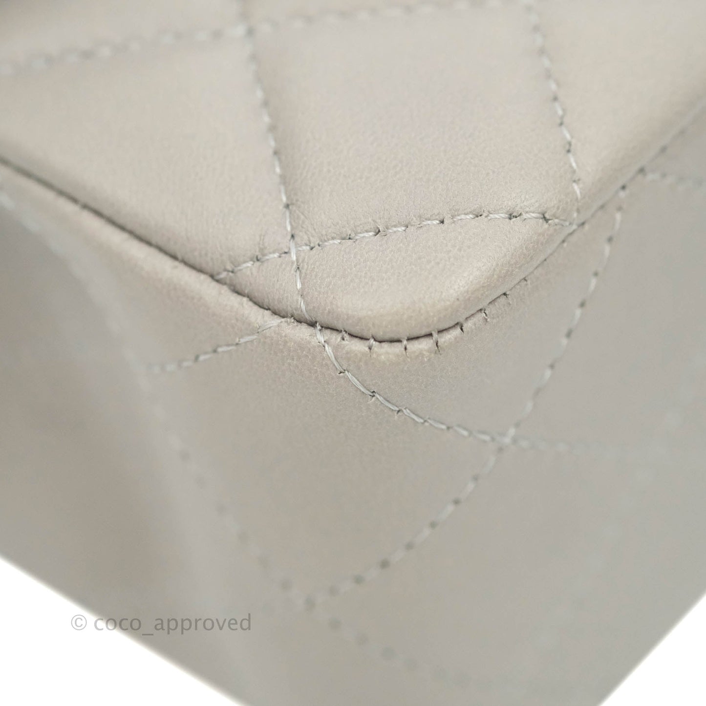 Chanel Quilted Mini Rectangular Flap Grey Lambskin Dark Silver Hardware