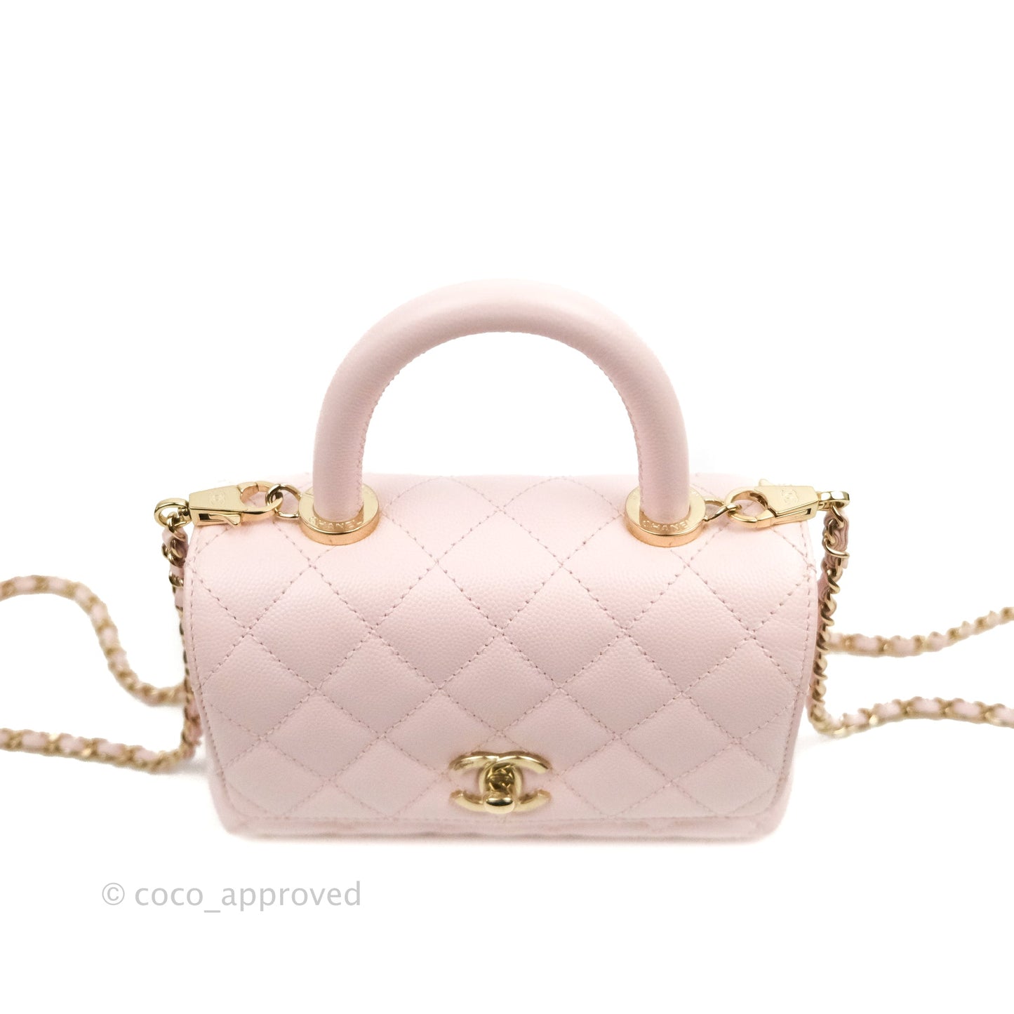 Chanel Mini Coco Handle Quilted Light Pink Caviar Gold Hardware