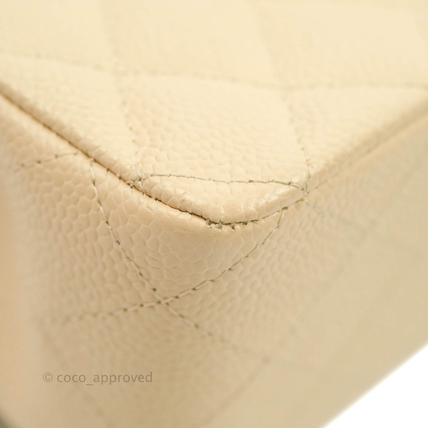 Chanel Classic M/L Medium Flap Quilted Beige Caviar Gold Hardware