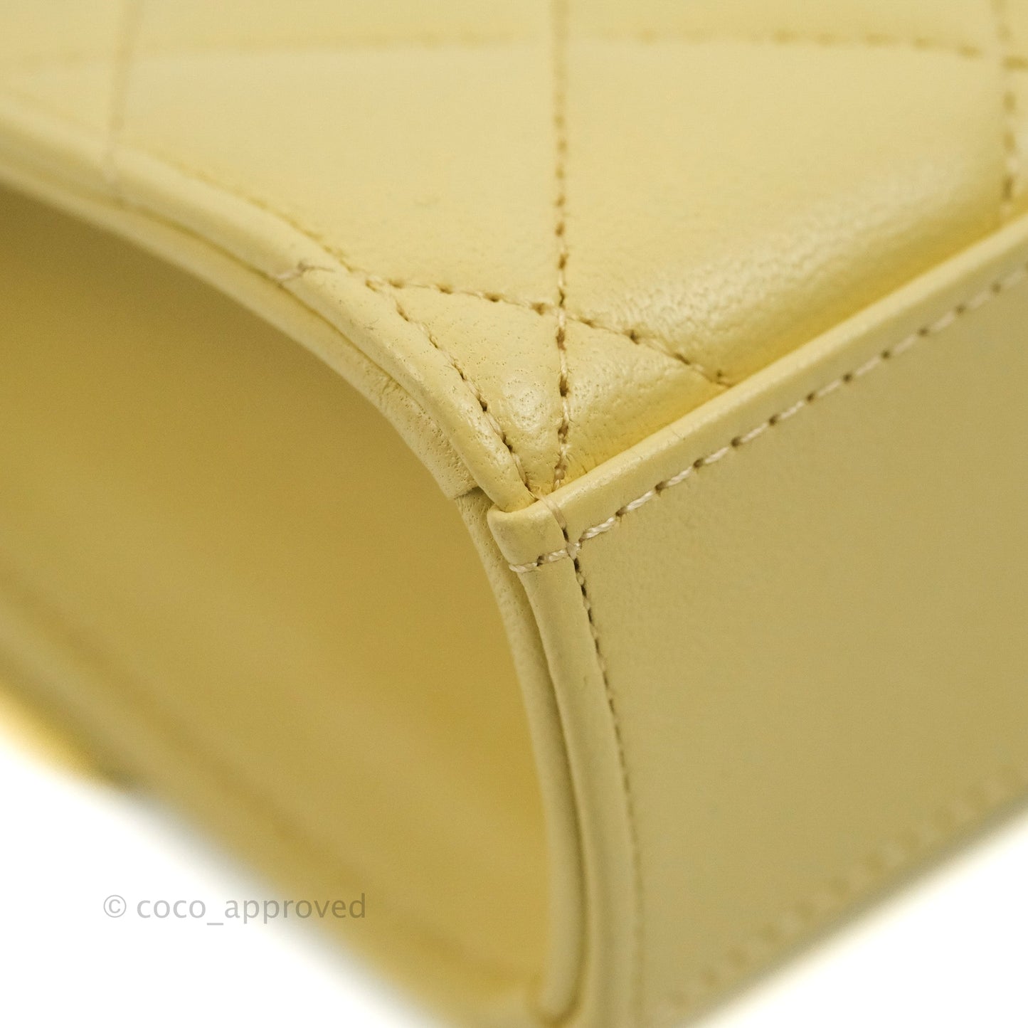Chanel Mini Handle Clutch With Chain Yellow Lambskin Gold Hardware