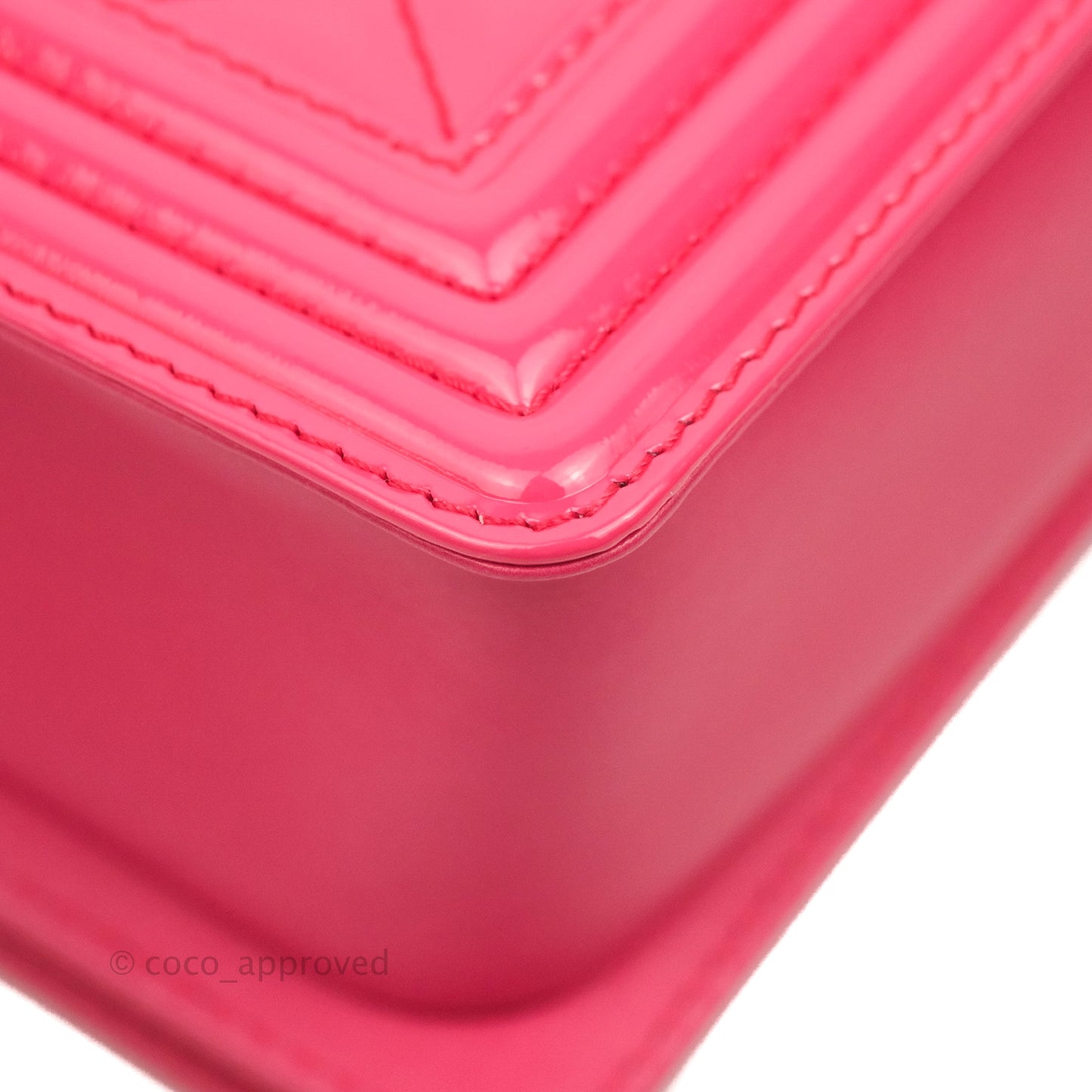 Chanel Quilted Medium Boy Bag Pink Patent Ruthenium Hardware