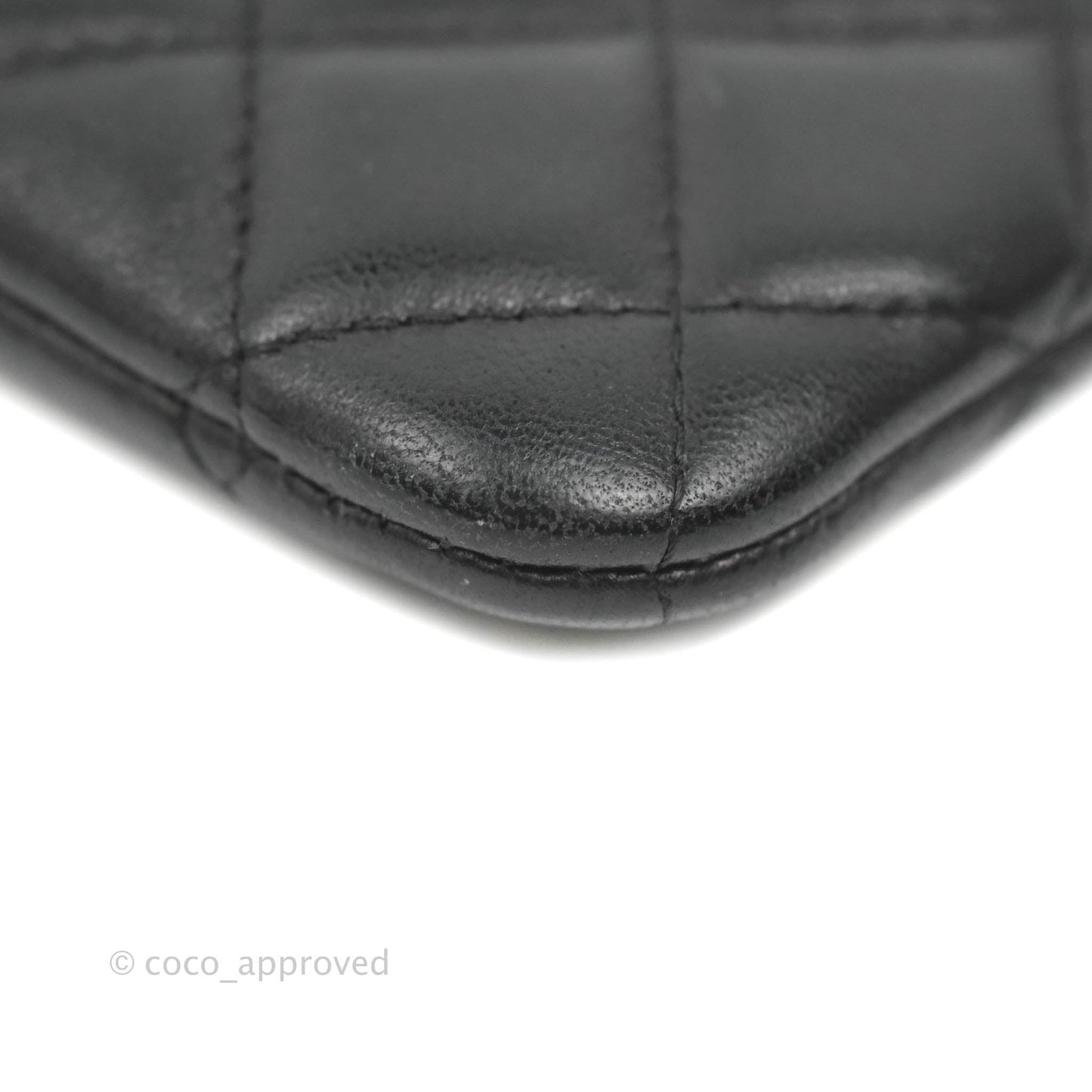 Chanel Quilted Mini O Case Black Lambskin Silver Hardware