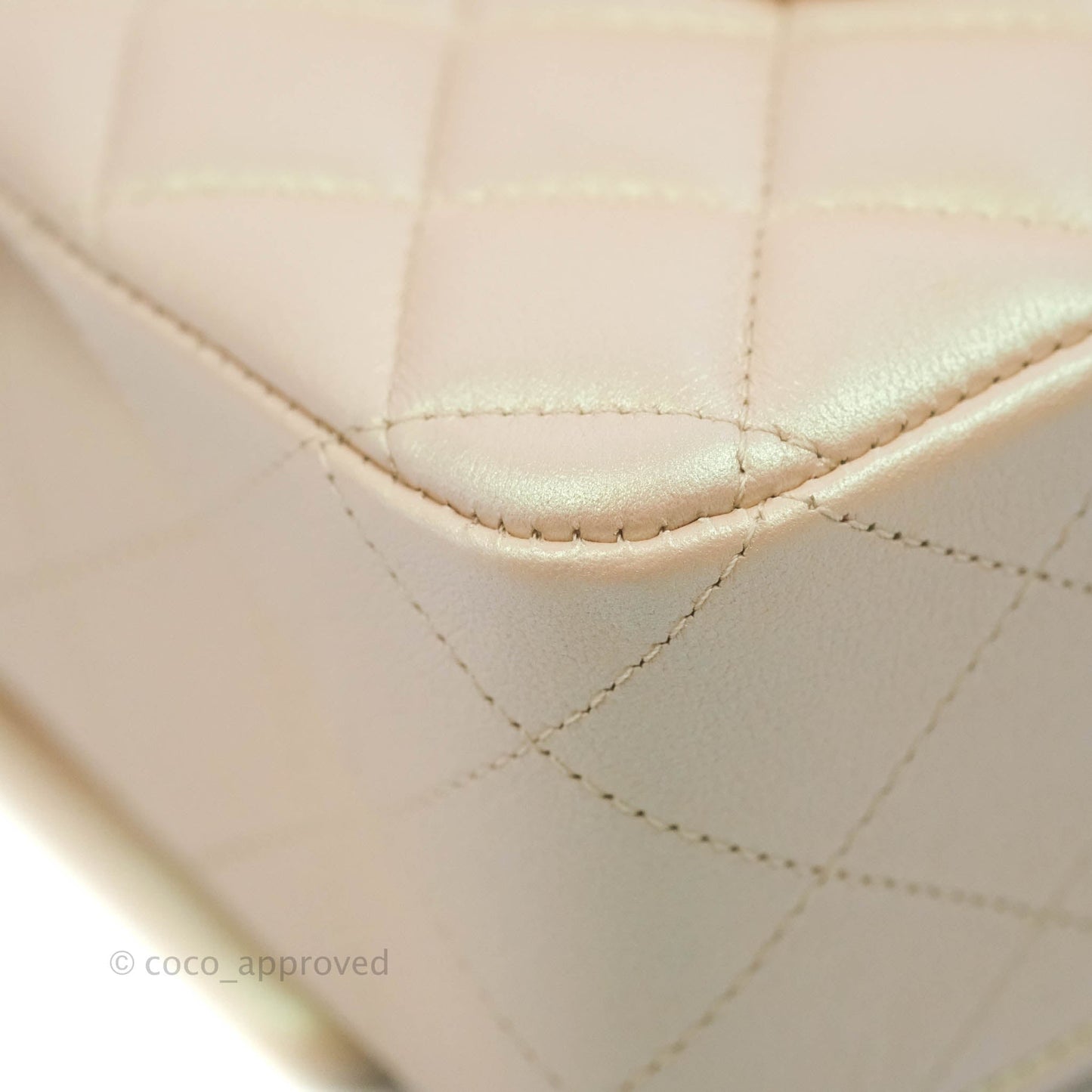 Chanel Classic M/L Medium Double Flap Iridescent Beige Calfskin Gold Hardware 21S