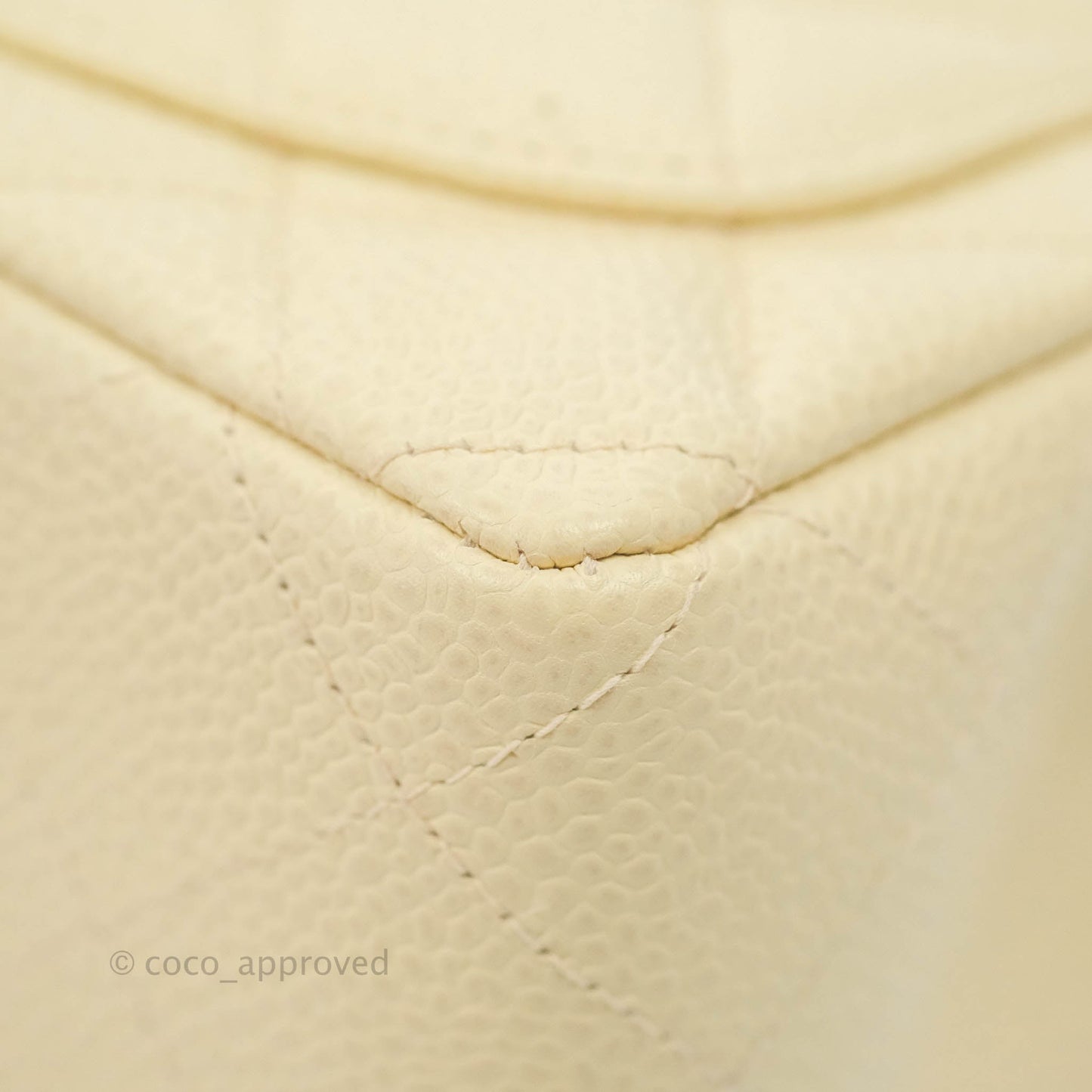 Chanel Vintage Quilted Mini Square Flap Pale Beige Caviar Silver Hardware