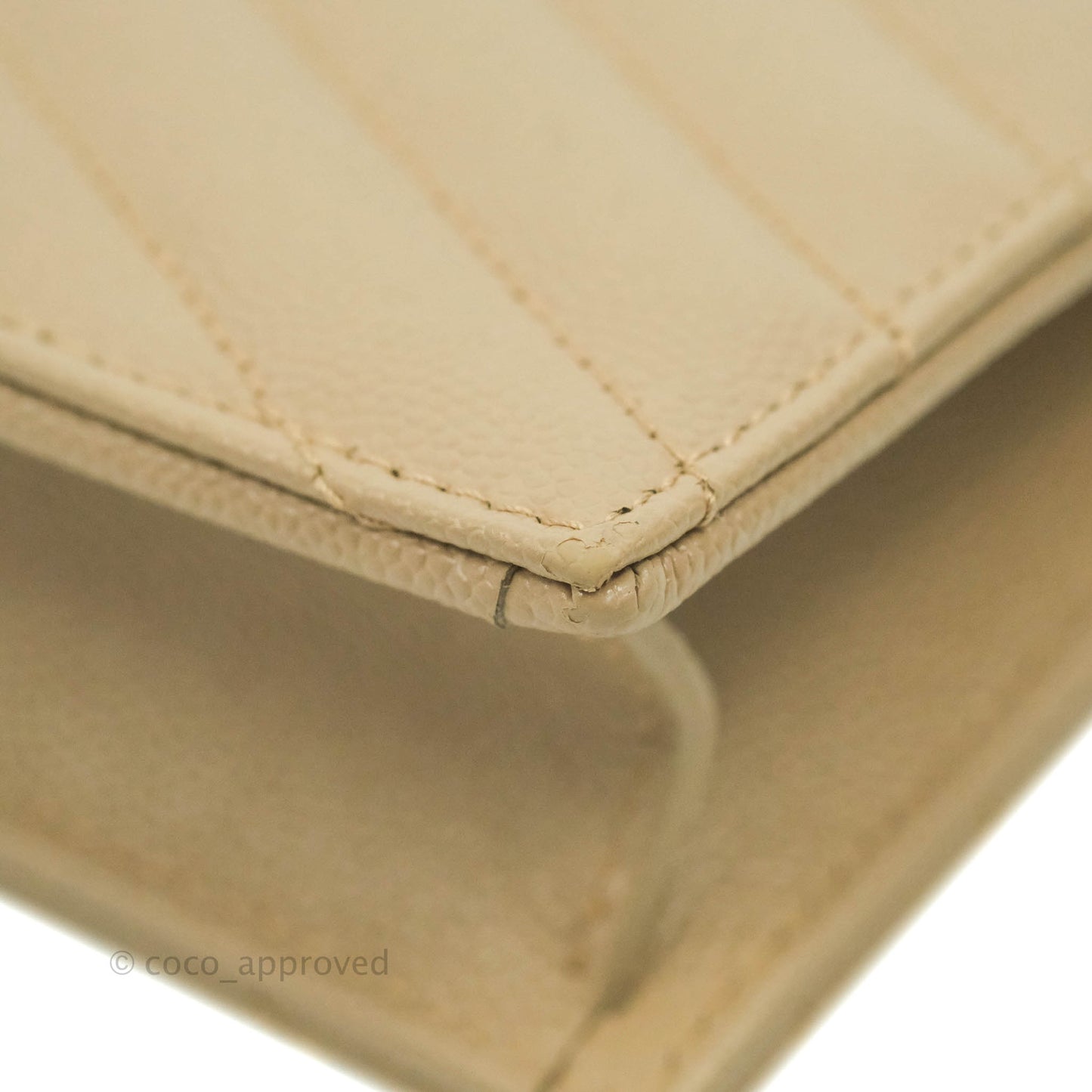 Saint Laurent Small Wallet on Chain Beige Grained Leather Gold Hardware