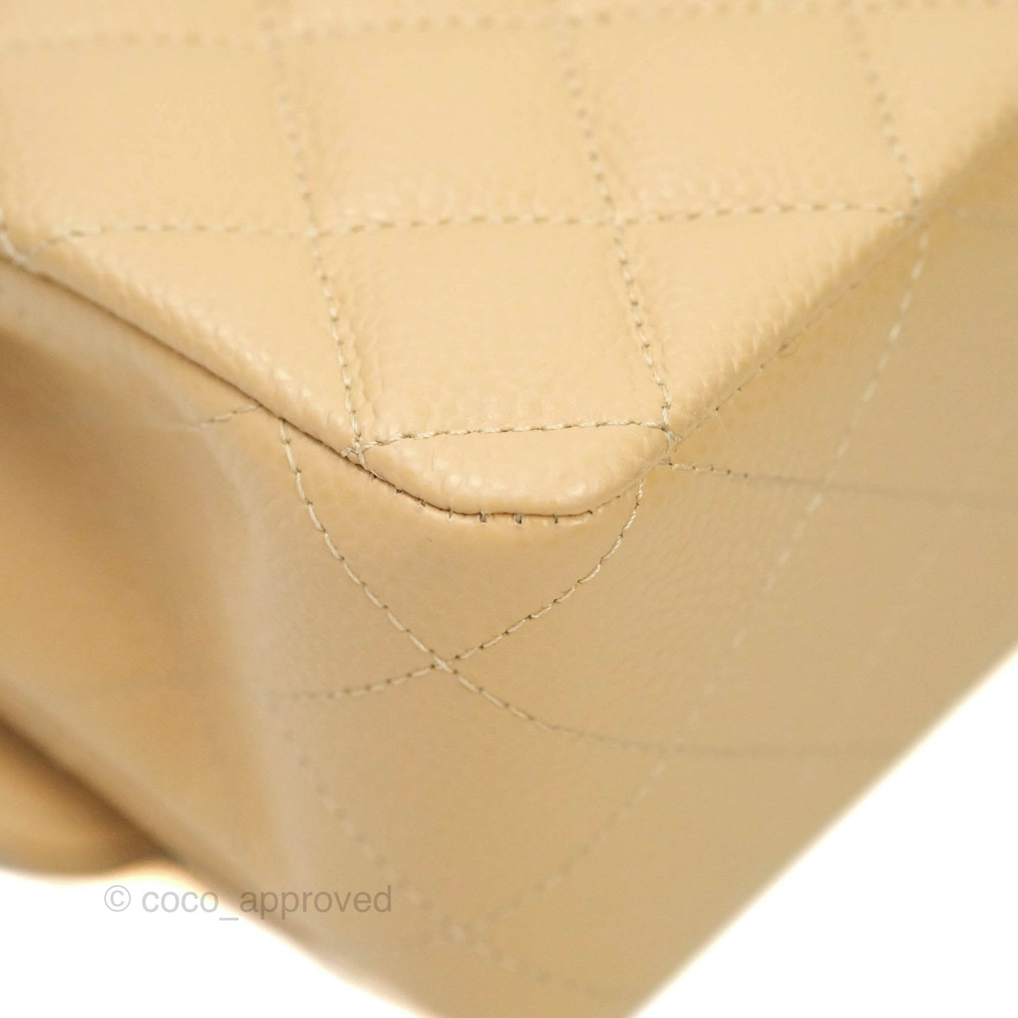 Chanel Classic M/L Medium Double Flap Beige Caviar Silver Hardware