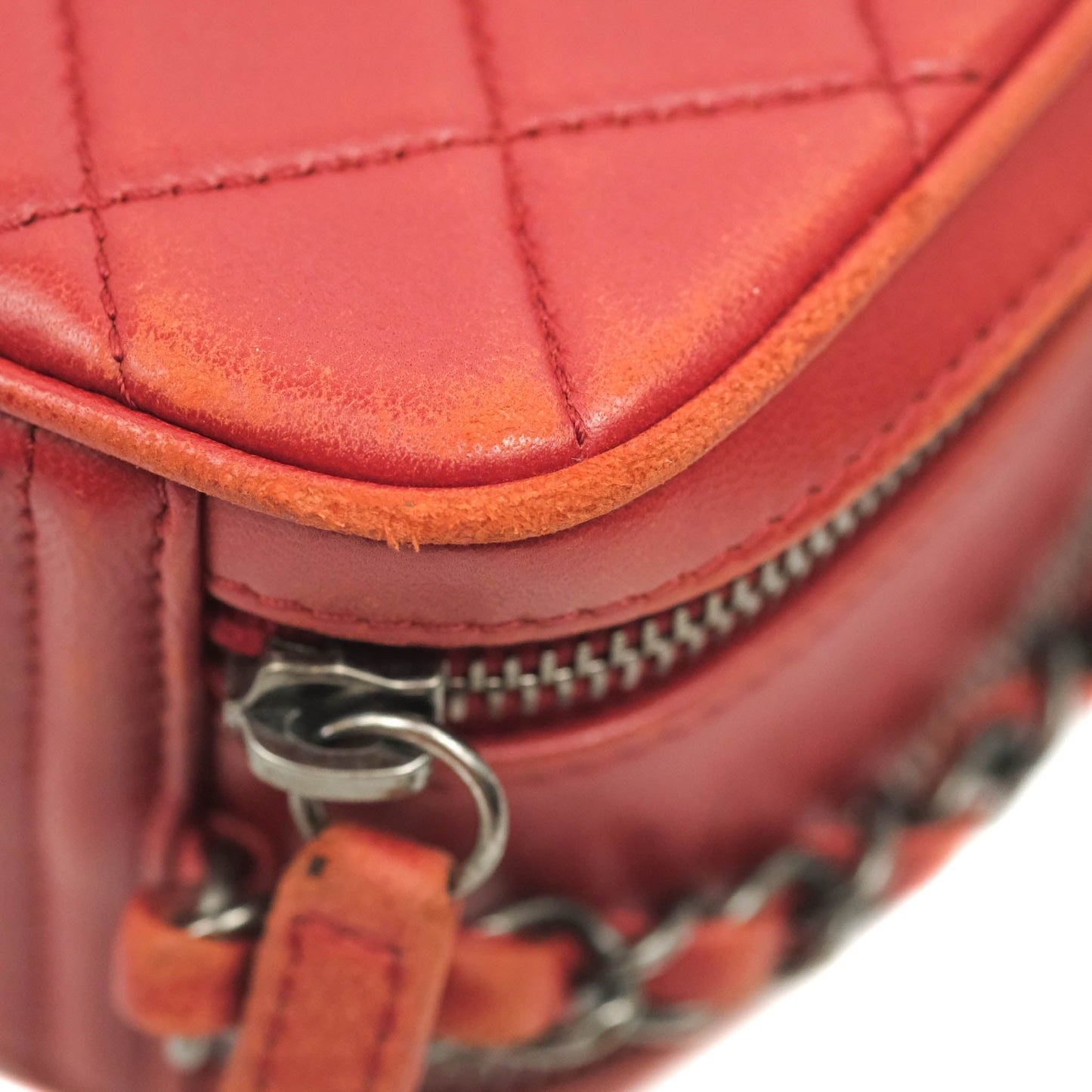 Chanel Quilted Crossbody Camera Bag Red Lambskin Ruthenium Hardware