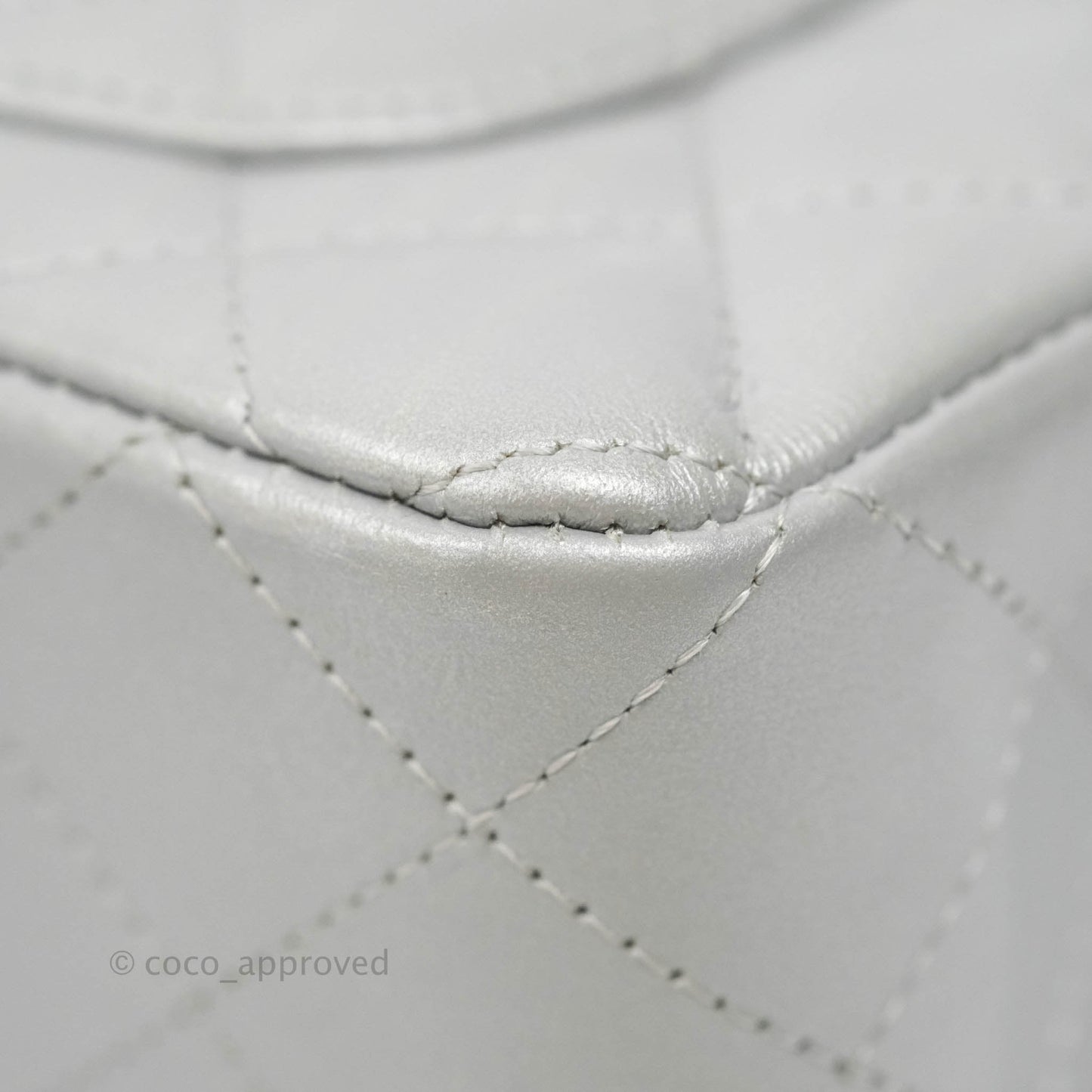 Chanel Quilted Mini Rectangular Silver Crumpled Calfskin Silver Hardware