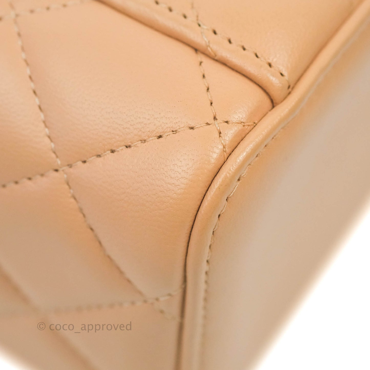 Chanel Vanity Rectangular Top Handle Beige Lambskin Aged Gold Hardware
