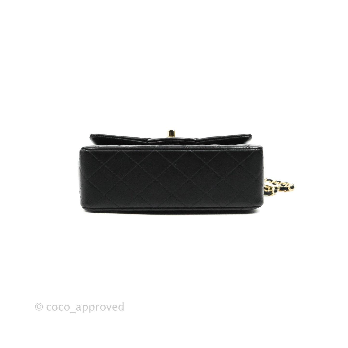 Chanel Top Handle Mini Rectangular Flap Bag Black Lambskin Gold Hardware